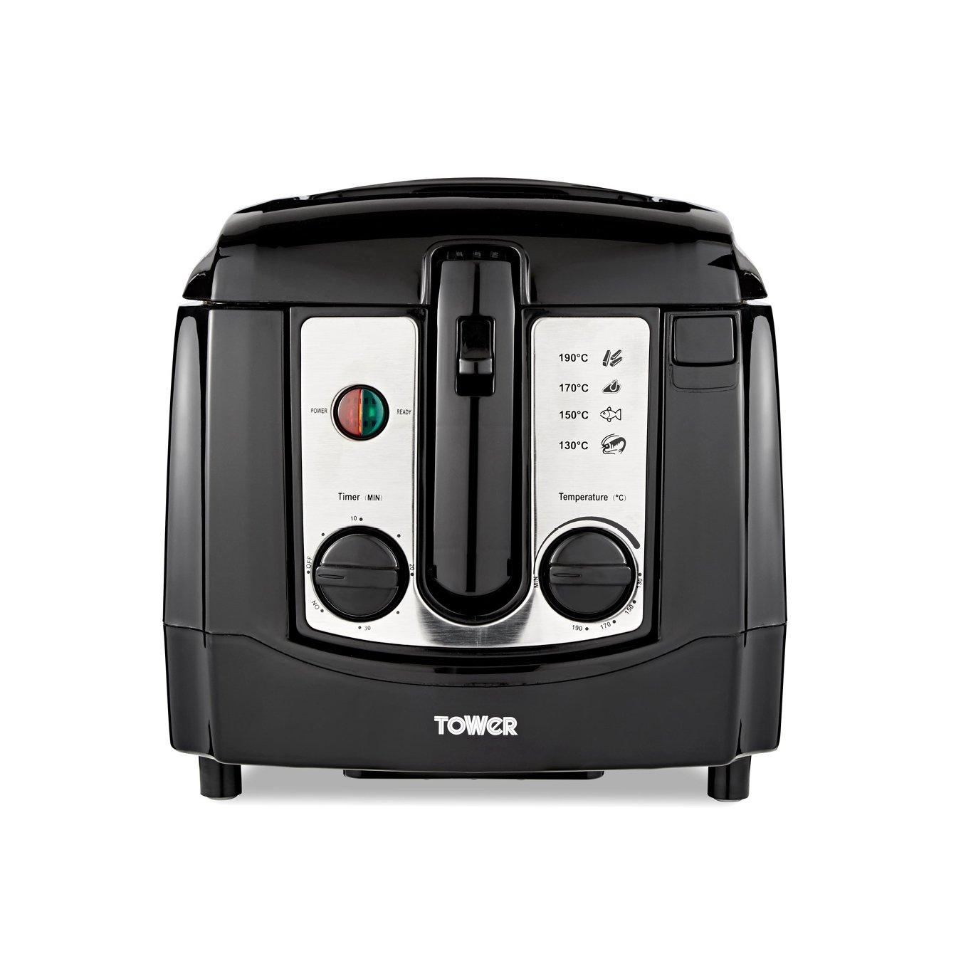 Black - Tower - 2300W 3 Litre Easy Clean Deep Fryer - 1