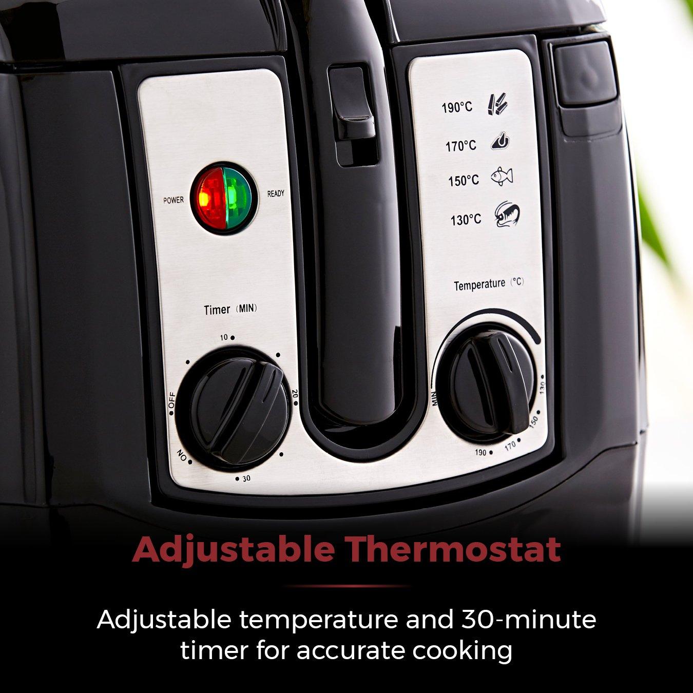 Black - Tower - 2300W 3 Litre Easy Clean Deep Fryer - 4