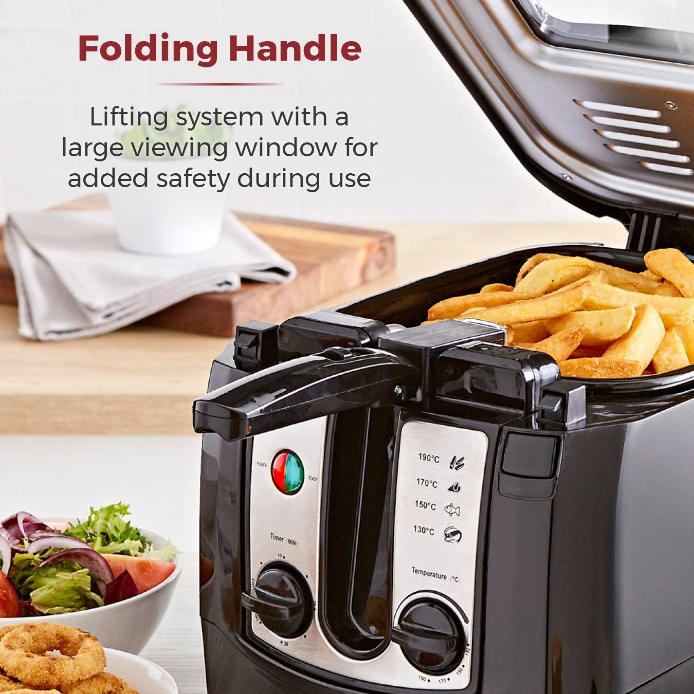 Black - Tower - 2300W 3 Litre Easy Clean Deep Fryer - 6