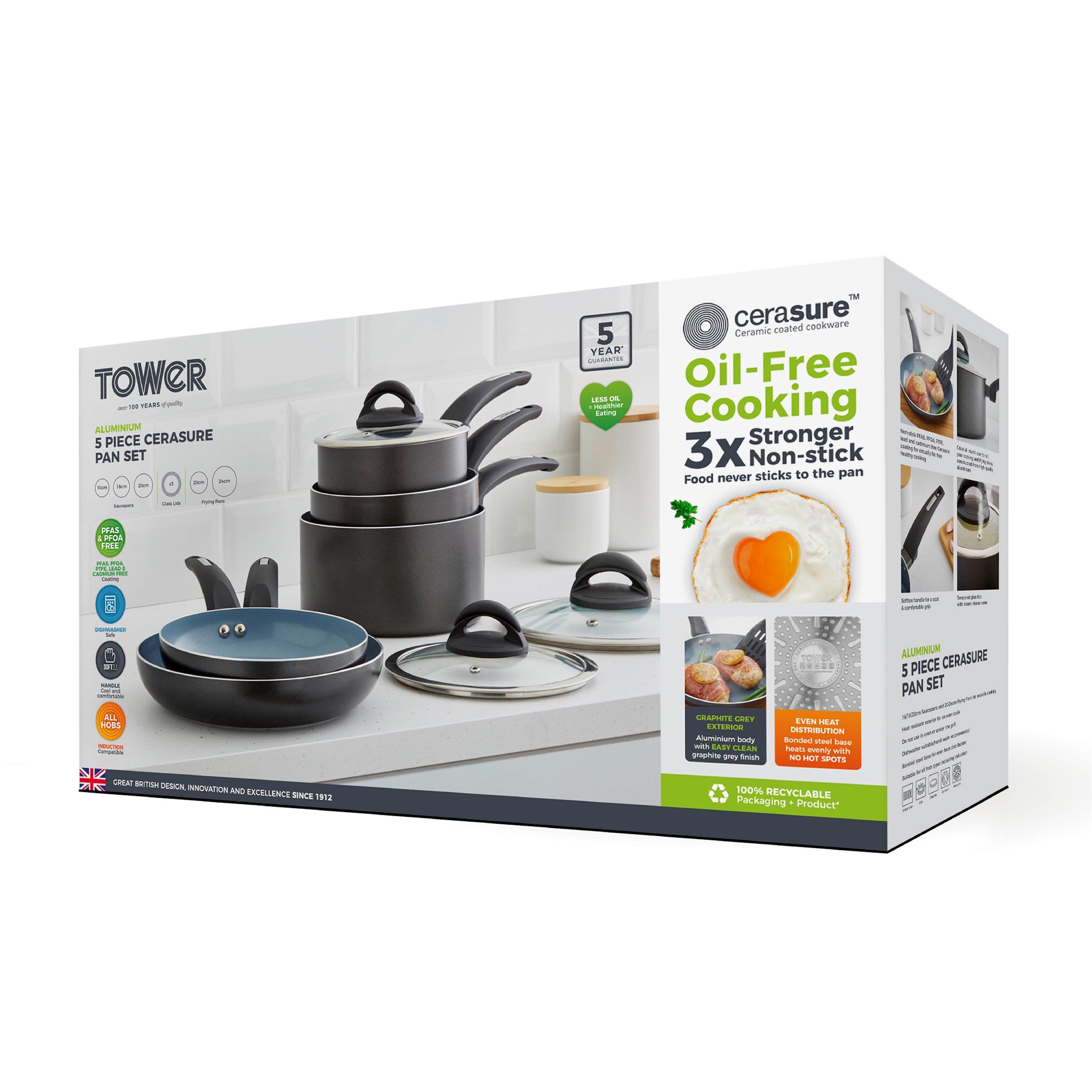 Black - Tower - Cerasure 5 Piece Pan Set Graphite - 12