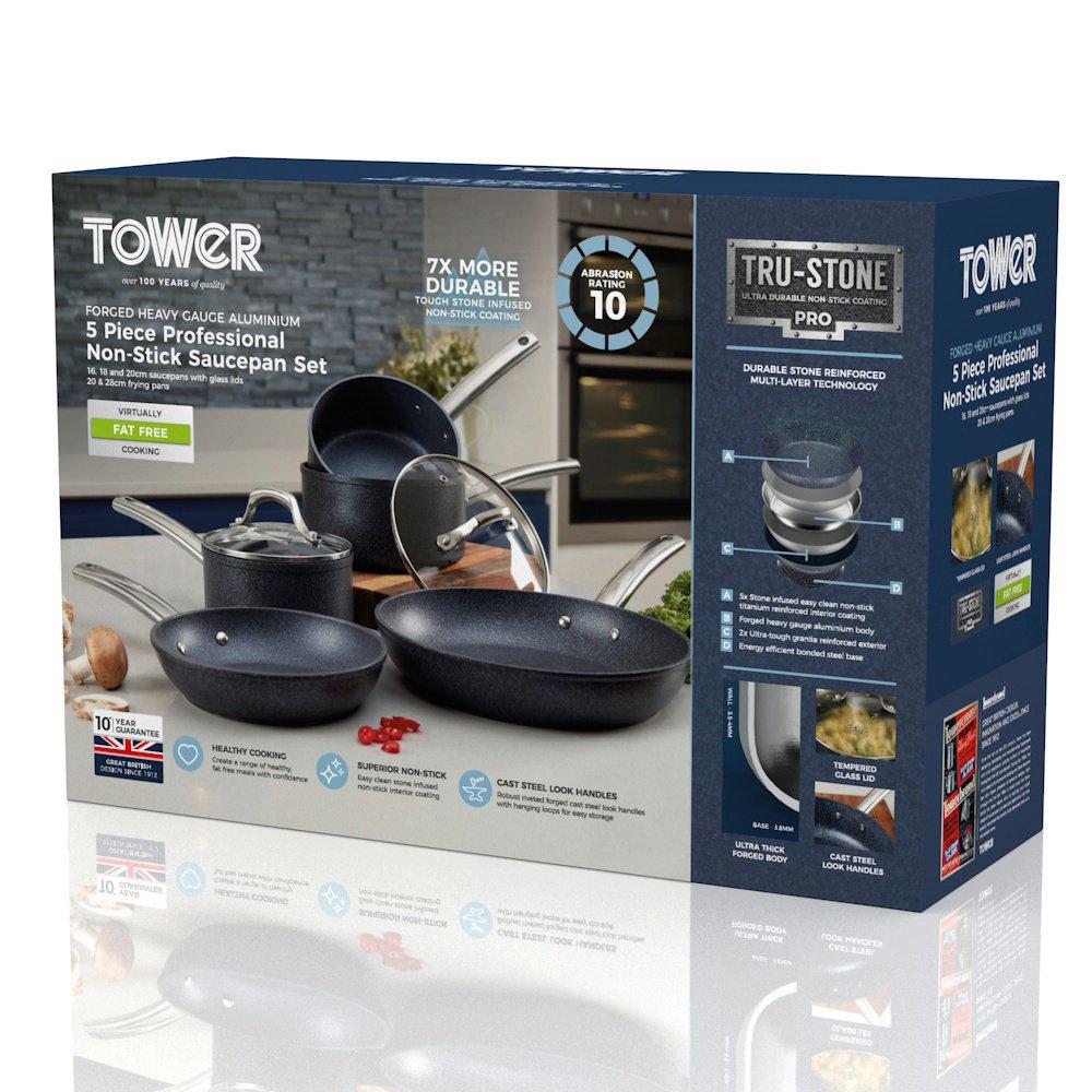 Black - Tower - TruStone 5 Piece Pan Set Violet Black - 8