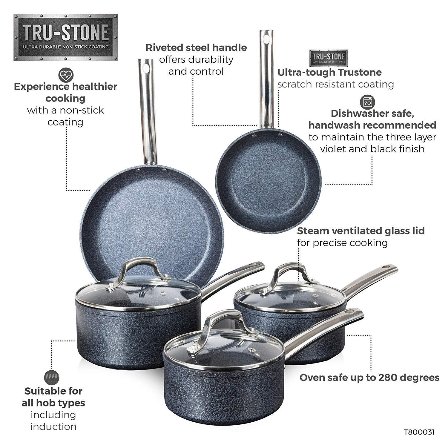 Black - Tower - TruStone 5 Piece Pan Set Violet Black - 9