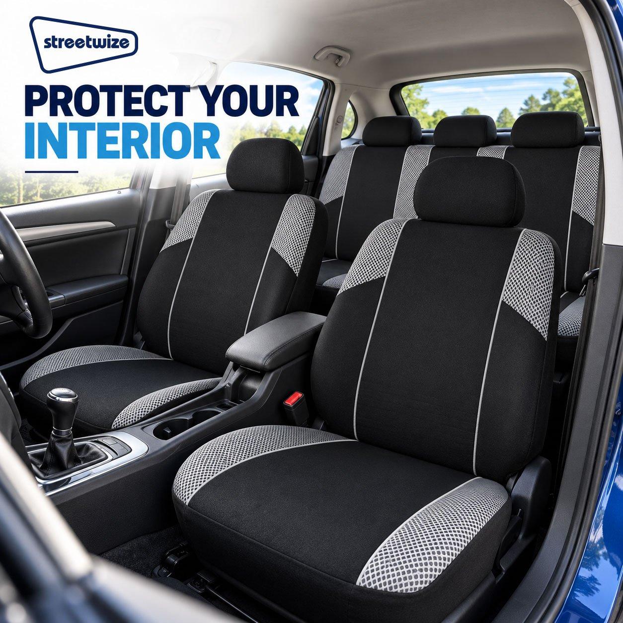 Black/Grey - Streetwize - Arizona Seat Cover Set -Black/Grey - 4