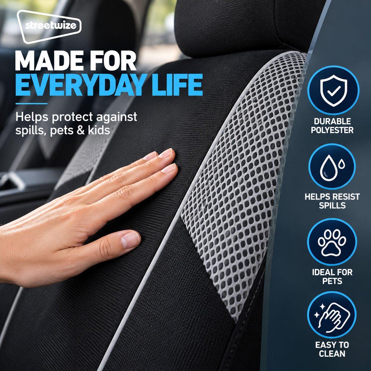 Black/Grey - Streetwize - Arizona Seat Cover Set -Black/Grey - 6