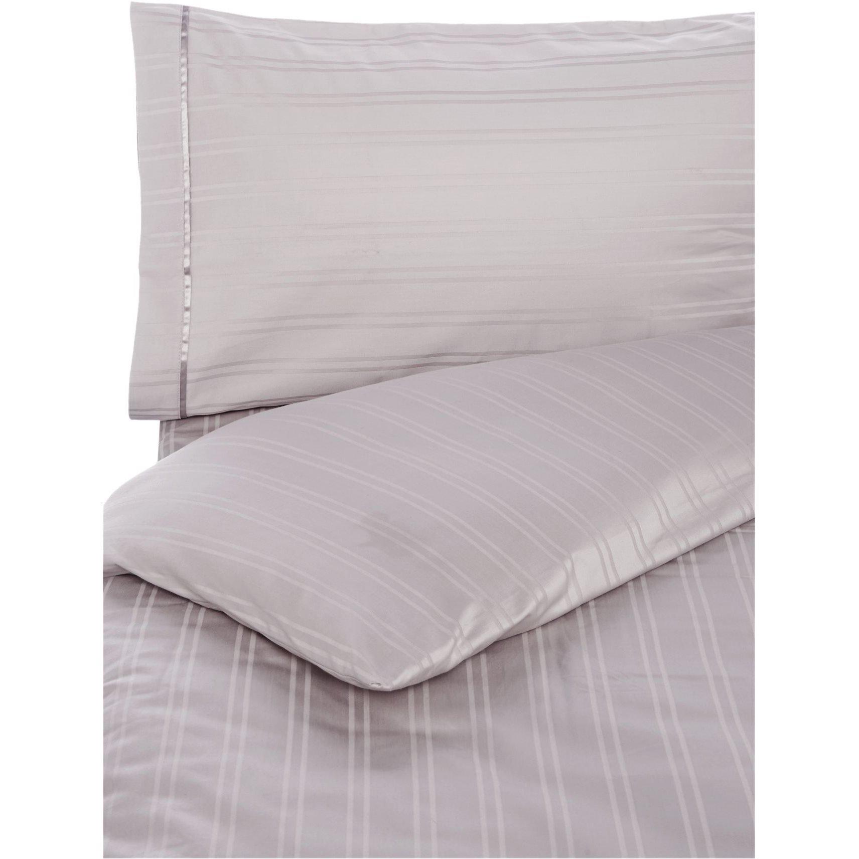 Cinza Claro - Hotel Collection - Woven Stripe Duvet Cover Set - 2