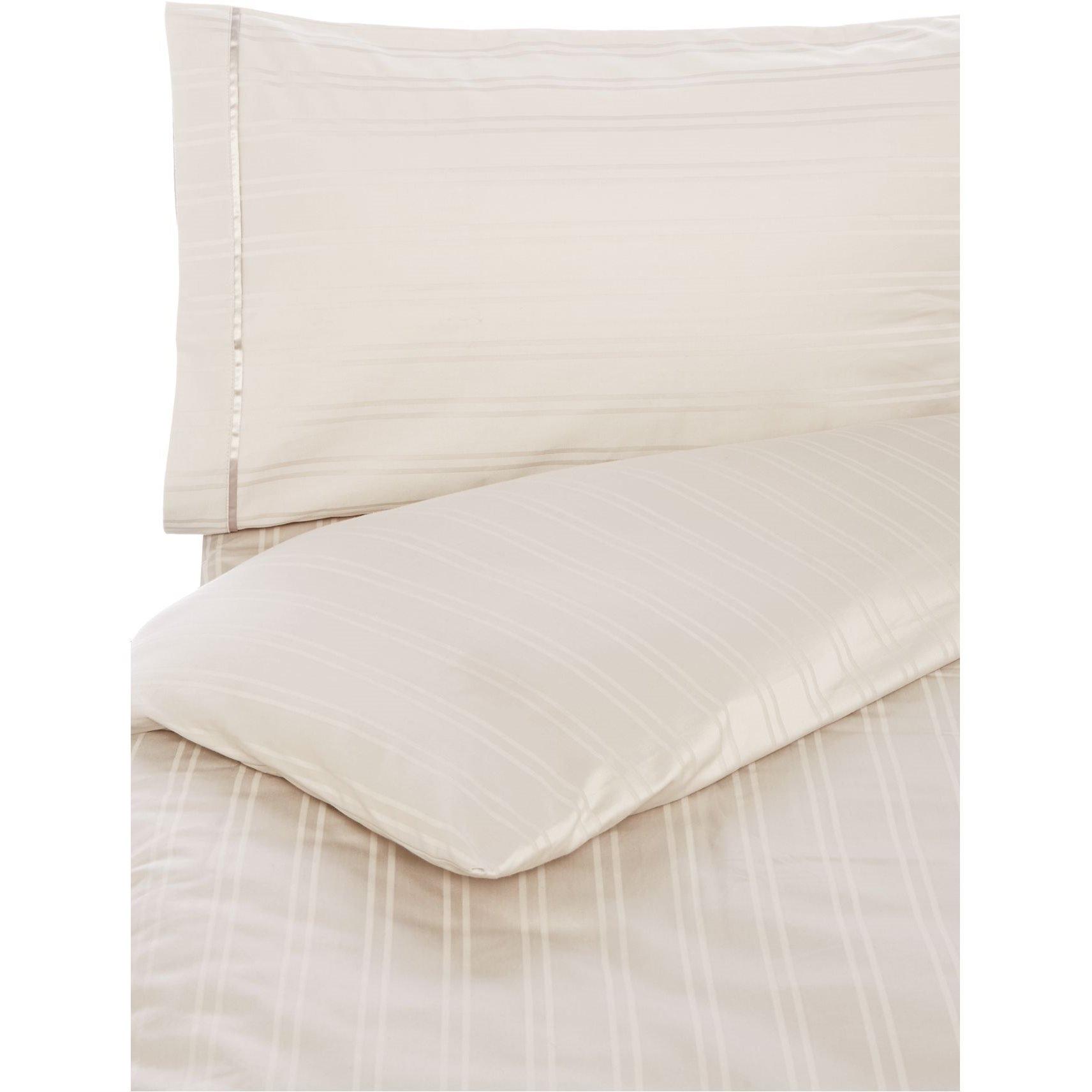 Cream - Hotel Collection - Woven Stripe Duvet Cover Set - 2