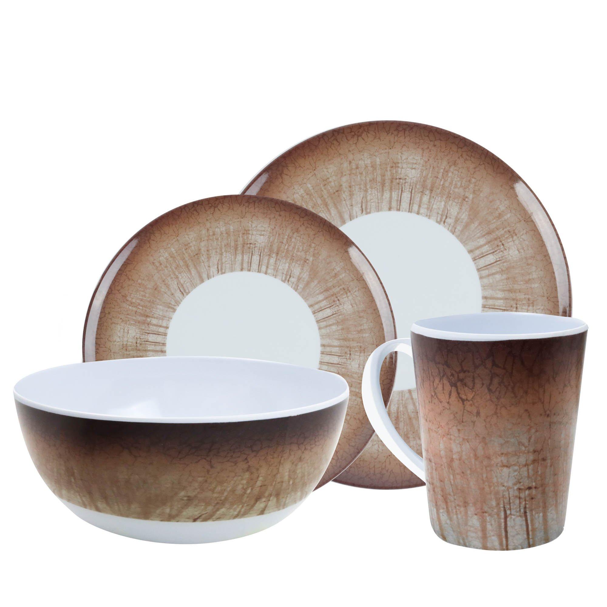 Stone - Streetwize - 16 Pce Melamine Dinner Set - Stone - 2