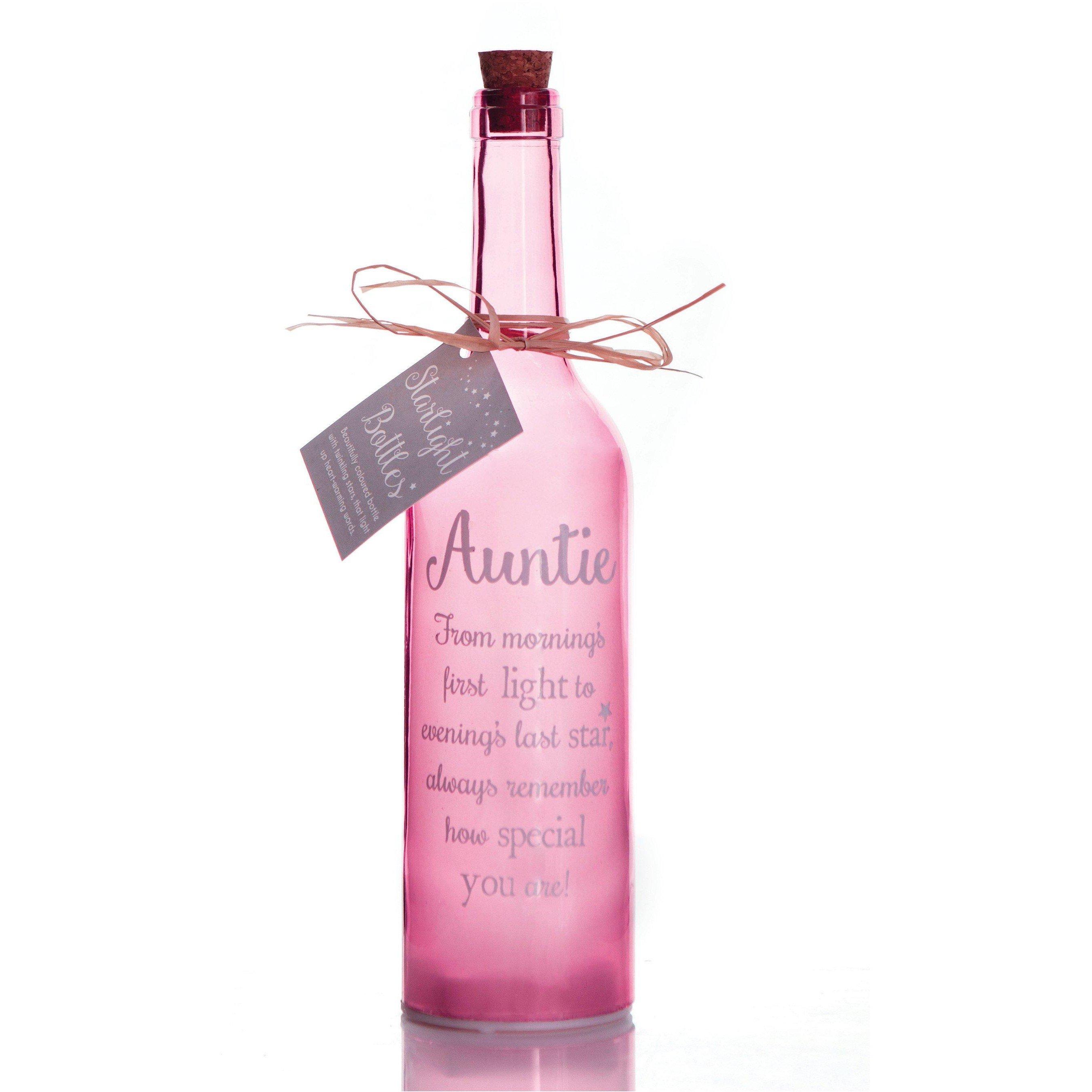 Pink - Boxer Gifts - LED Auntie Glass Starlight Bottle  Perfect Gift
