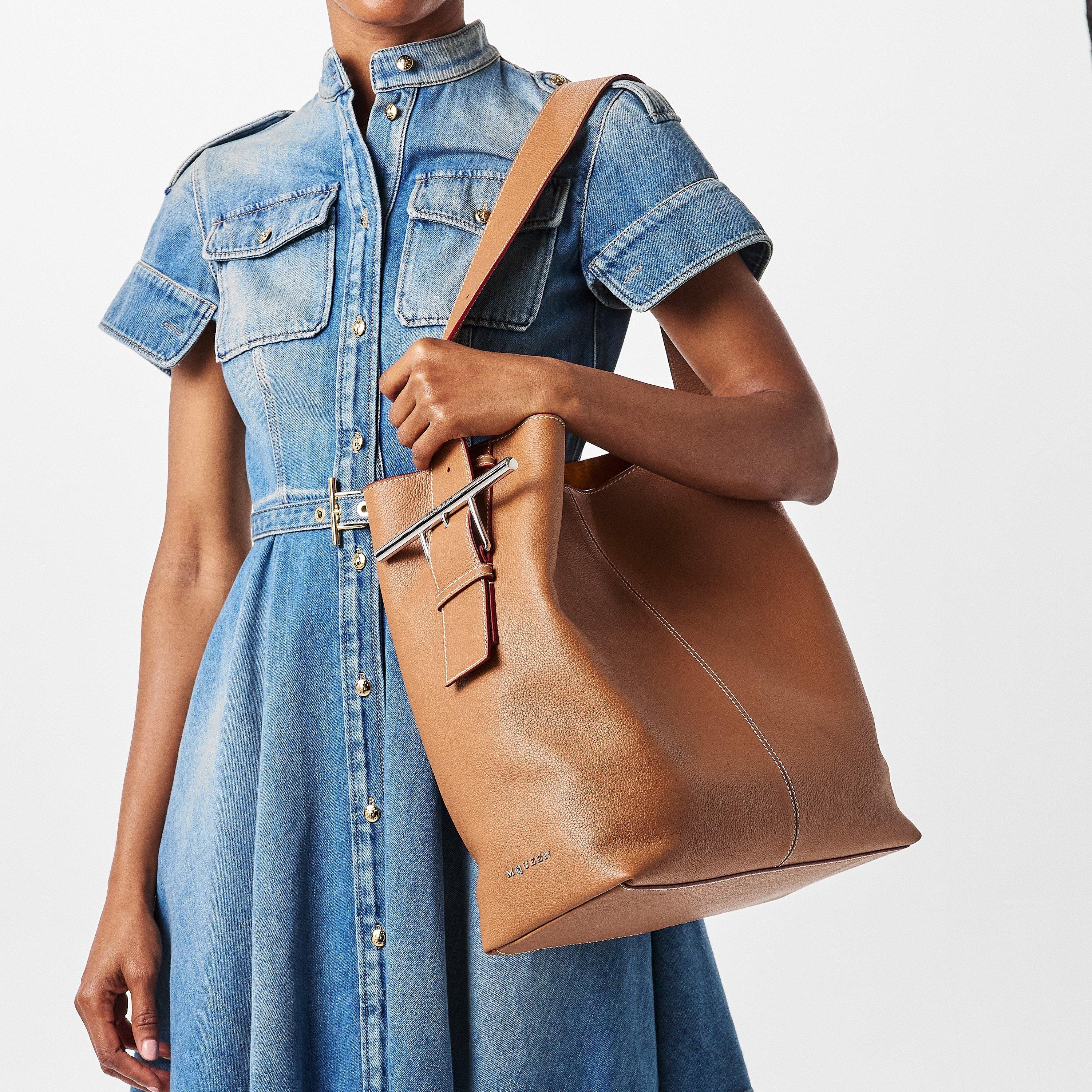 Pecan/Silver - Alexander McQueen - Women's T Bar Sling Bag - 3