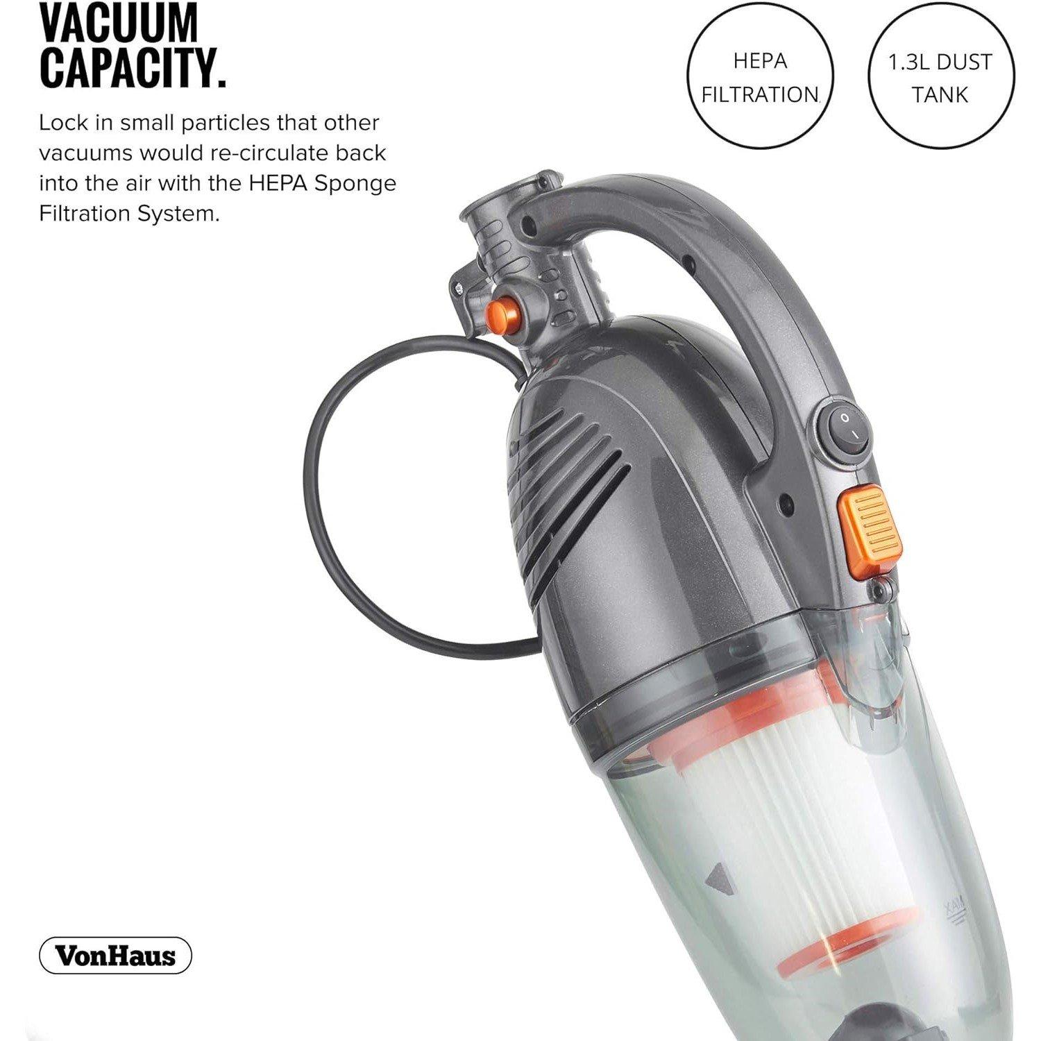 Grey - VonHaus - 2 in 1 Corded 800W Stick Vacuum - 7