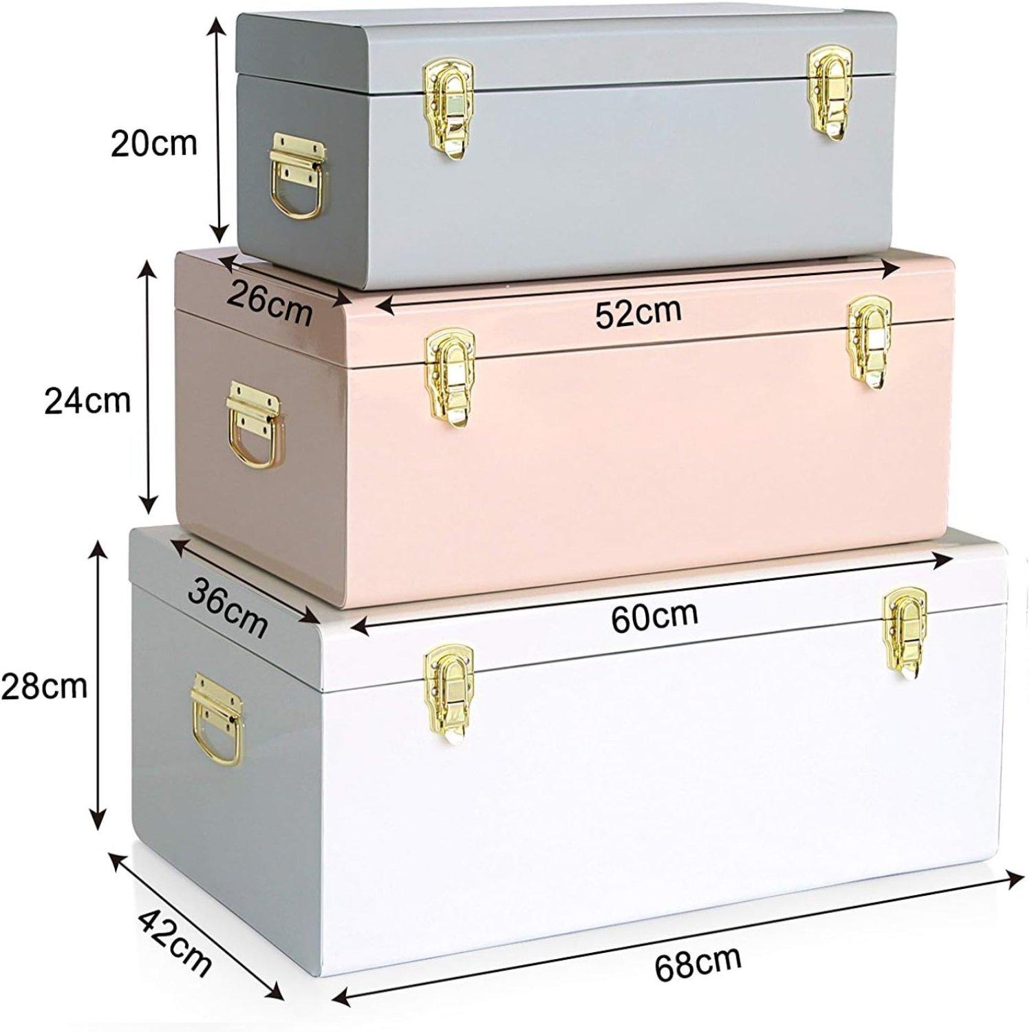 Multi - VonHaus - VonHaus Set of 3 Metal Storage Trunks - 2