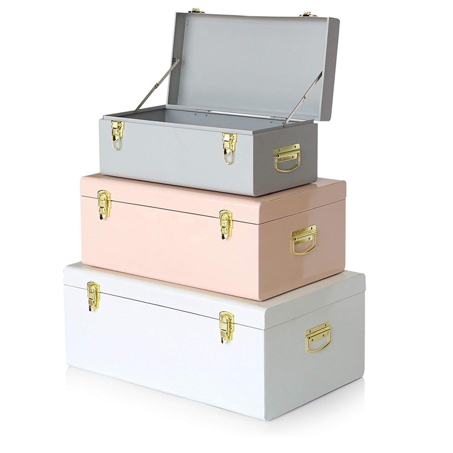 Multi - VonHaus - VonHaus Set of 3 Metal Storage Trunks - 3