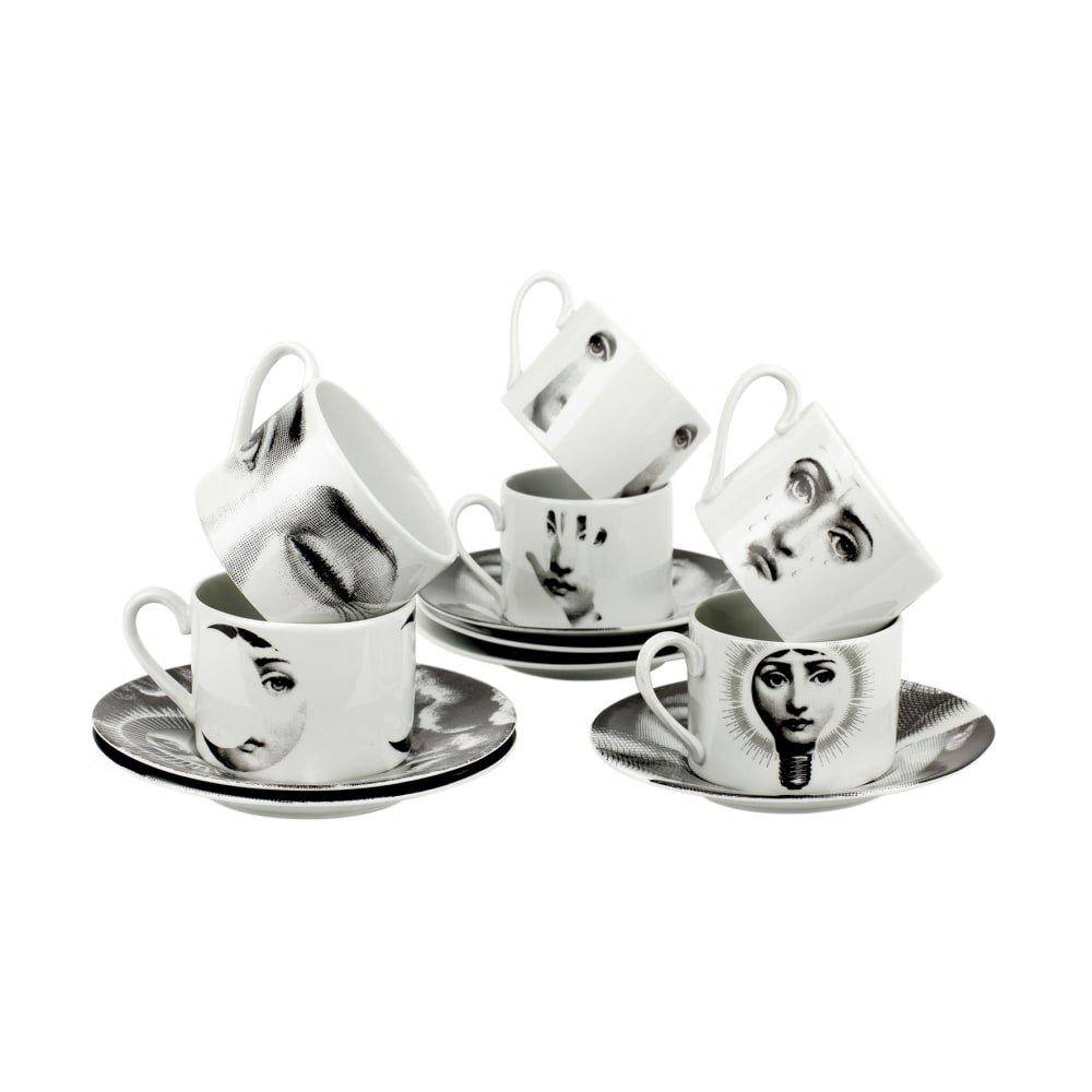 Black & White - Fornasetti - Tema e Variazioni 2005 Set of 6 Teacups - 1
