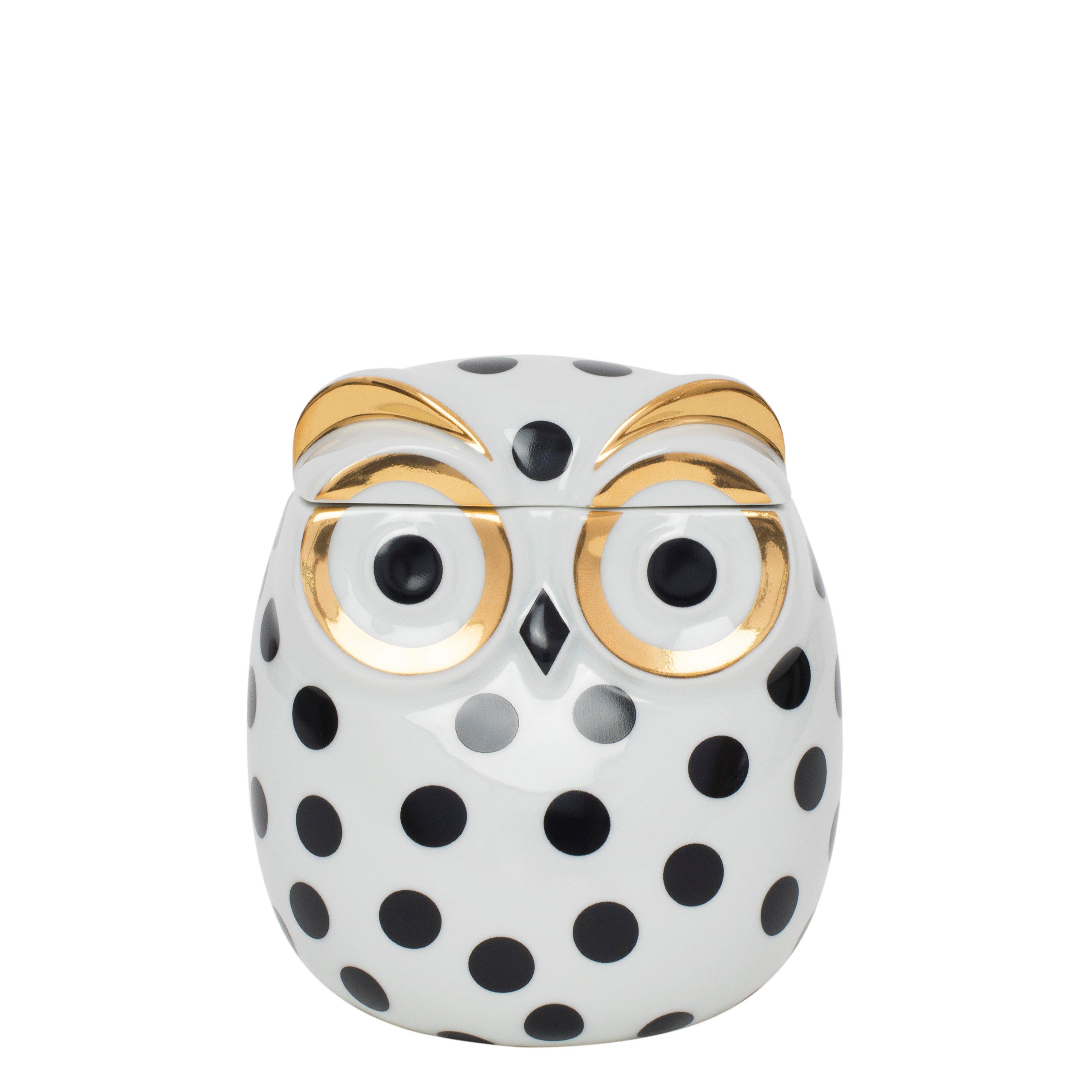 Black & White - Fornasetti - Polka Dot Owl Jar - 1