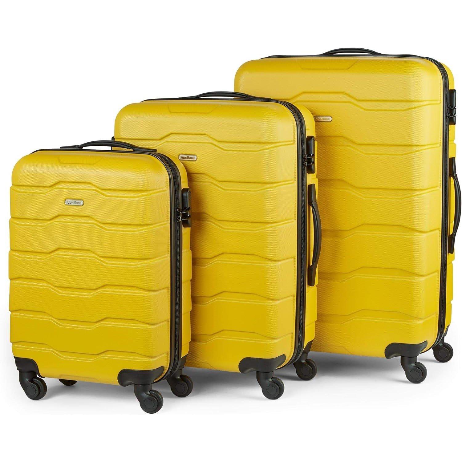 Yellow - VonHaus - VonHaus 3Pcs Abs Luggage Set - 1