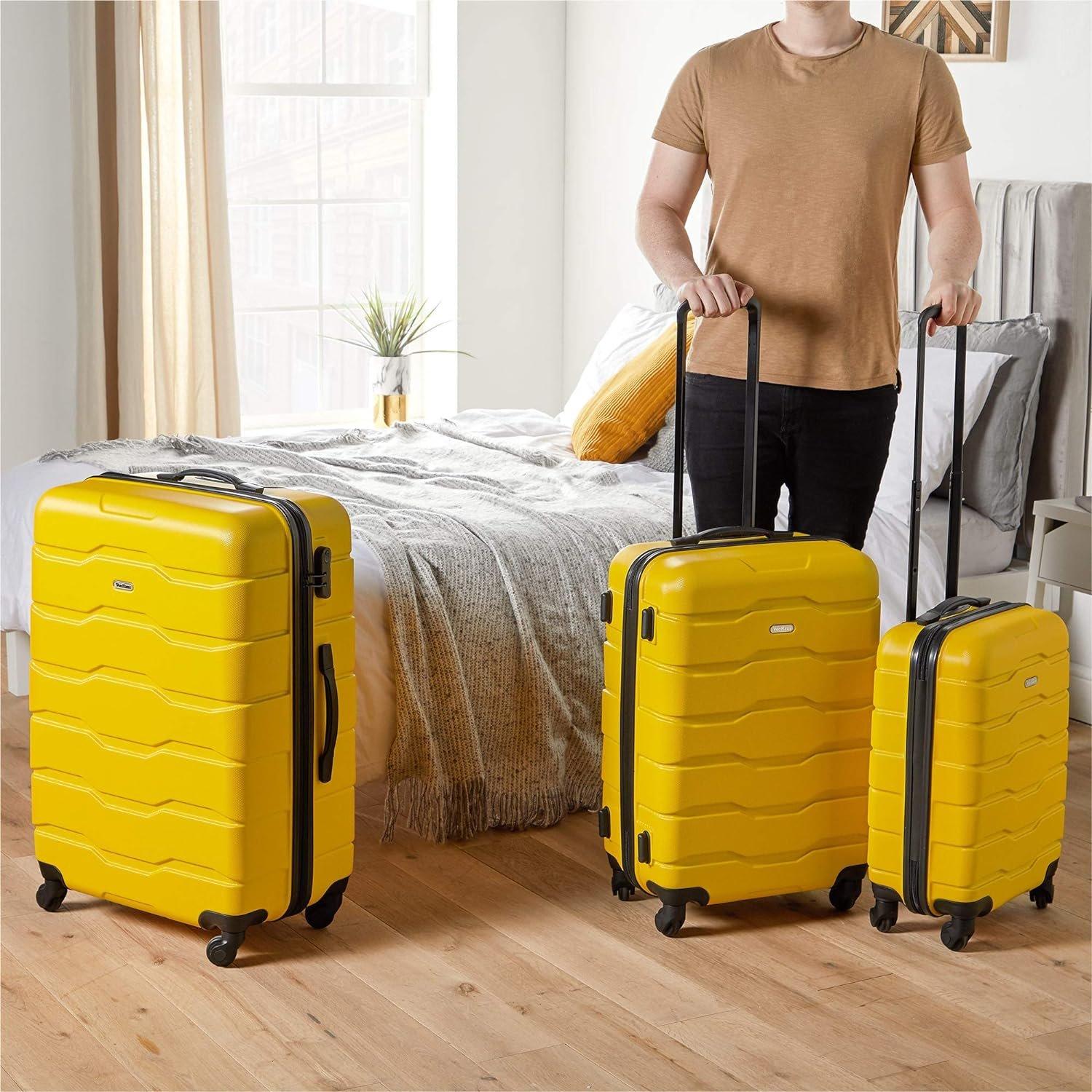 Yellow - VonHaus - VonHaus 3Pcs Abs Luggage Set - 2