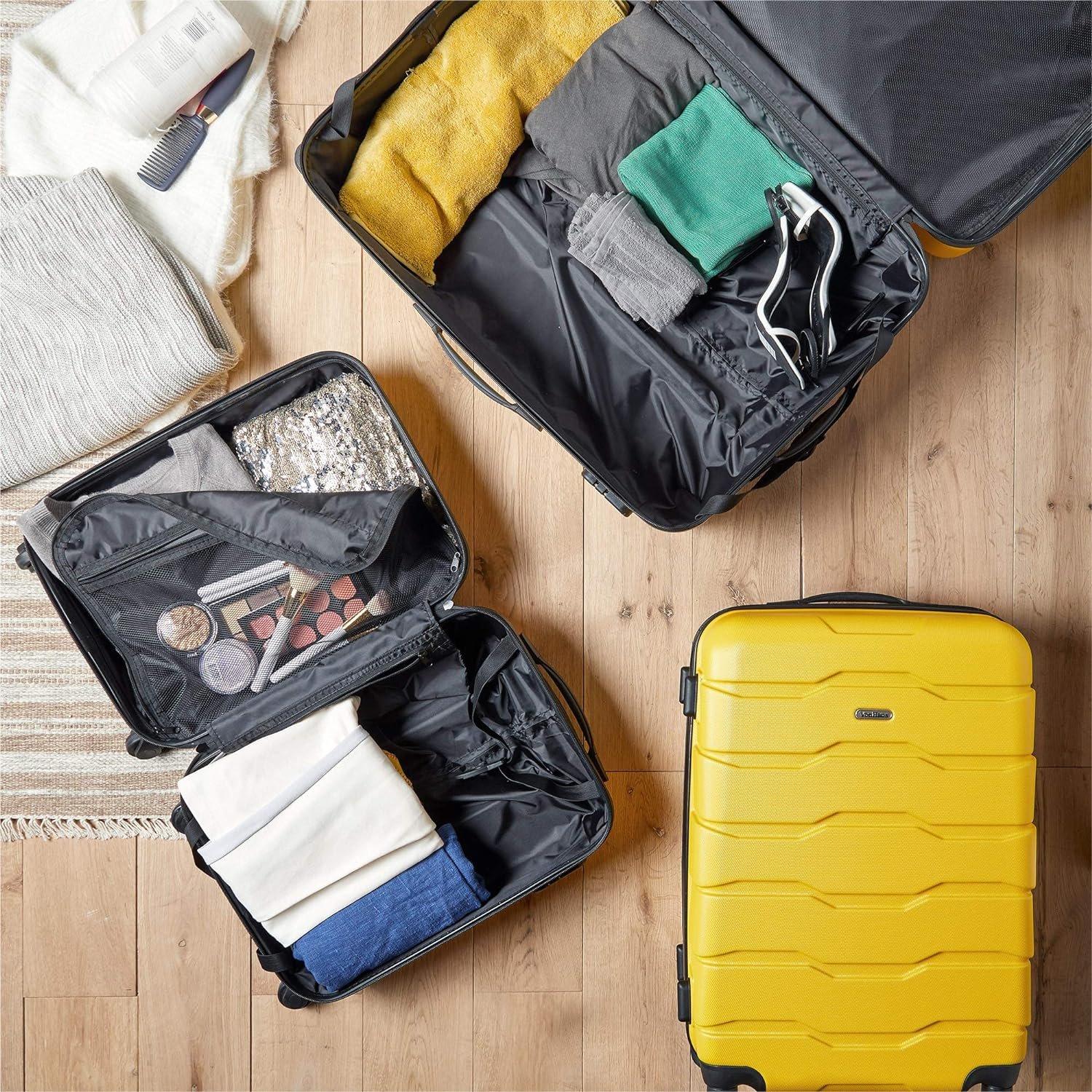 Yellow - VonHaus - VonHaus 3Pcs Abs Luggage Set - 3