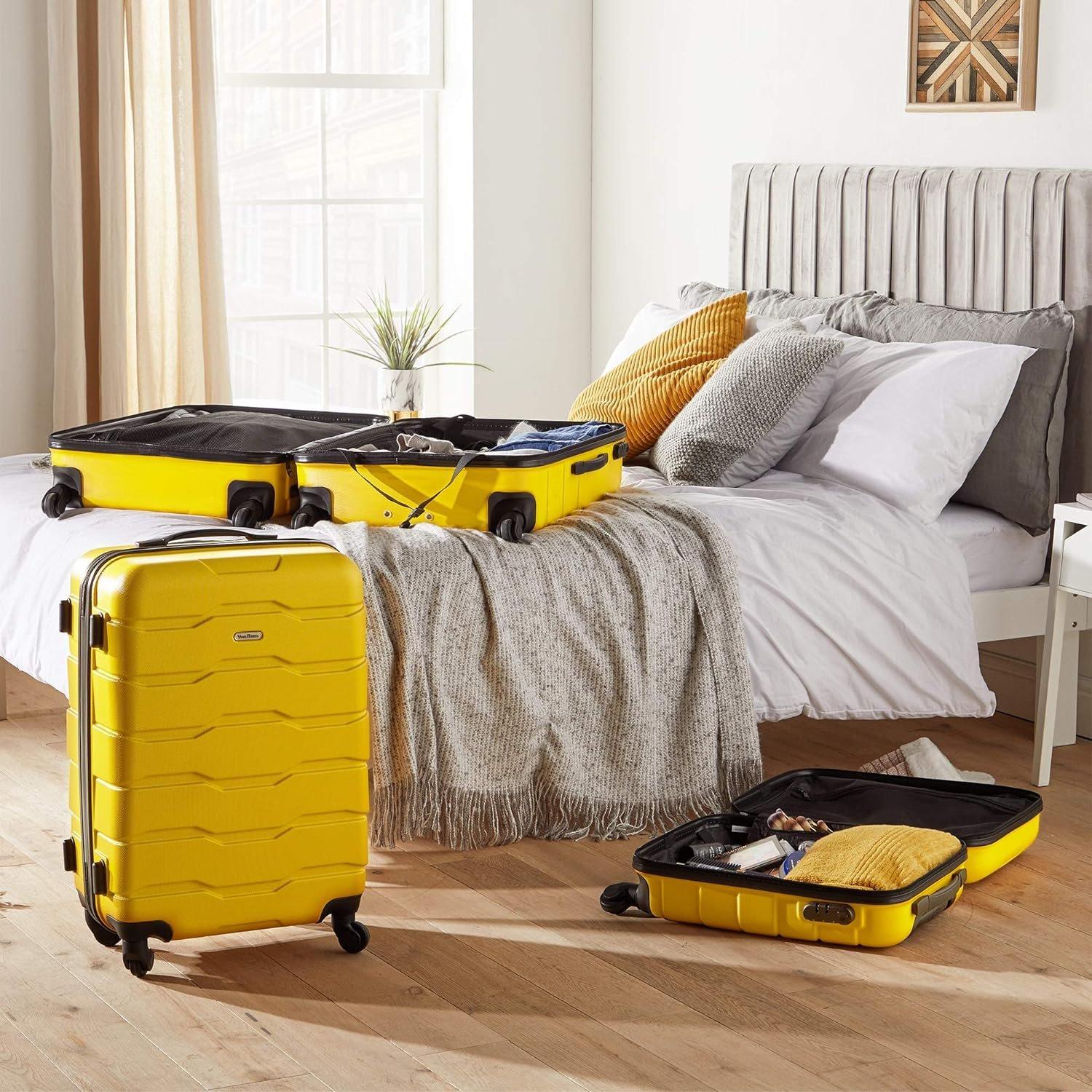 Yellow - VonHaus - VonHaus 3Pcs Abs Luggage Set - 4