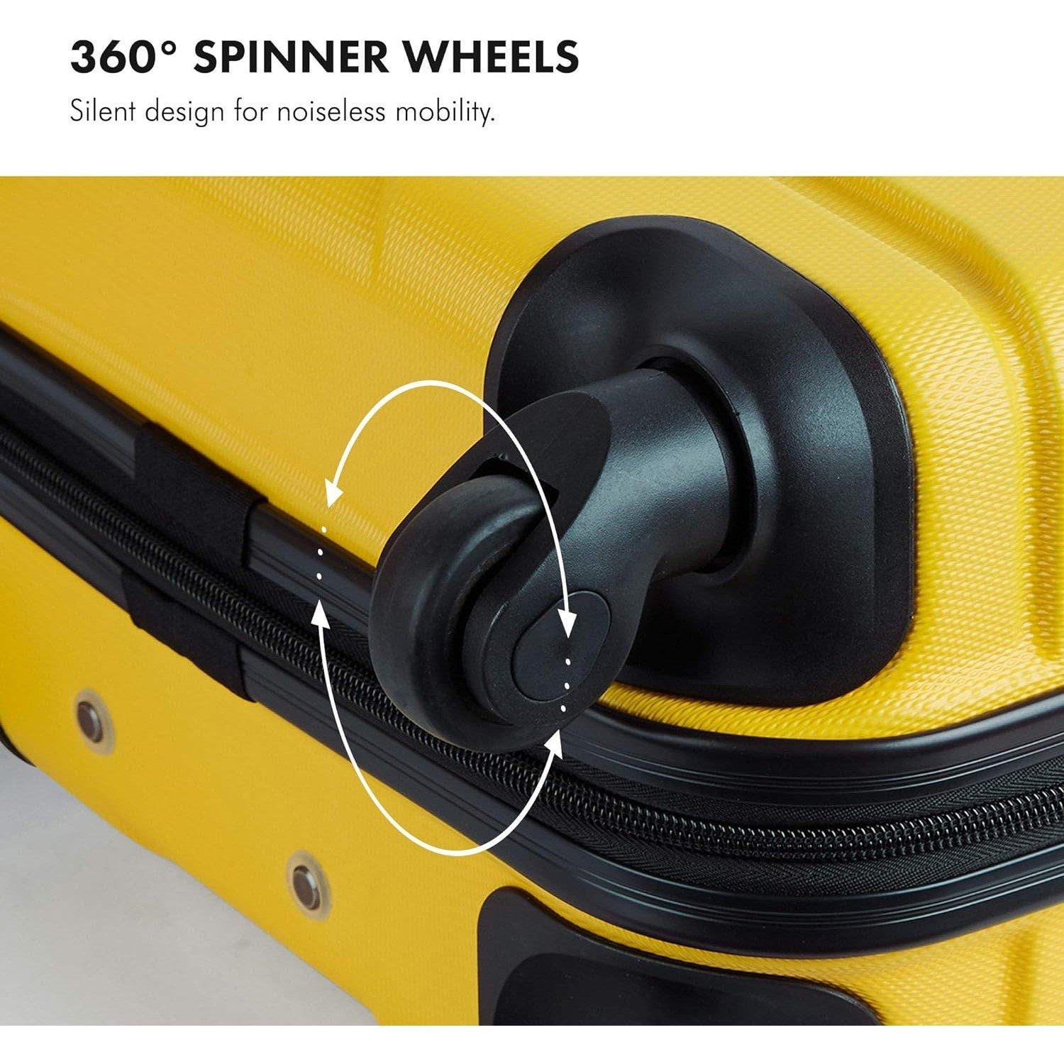 Yellow - VonHaus - VonHaus 3Pcs Abs Luggage Set - 6