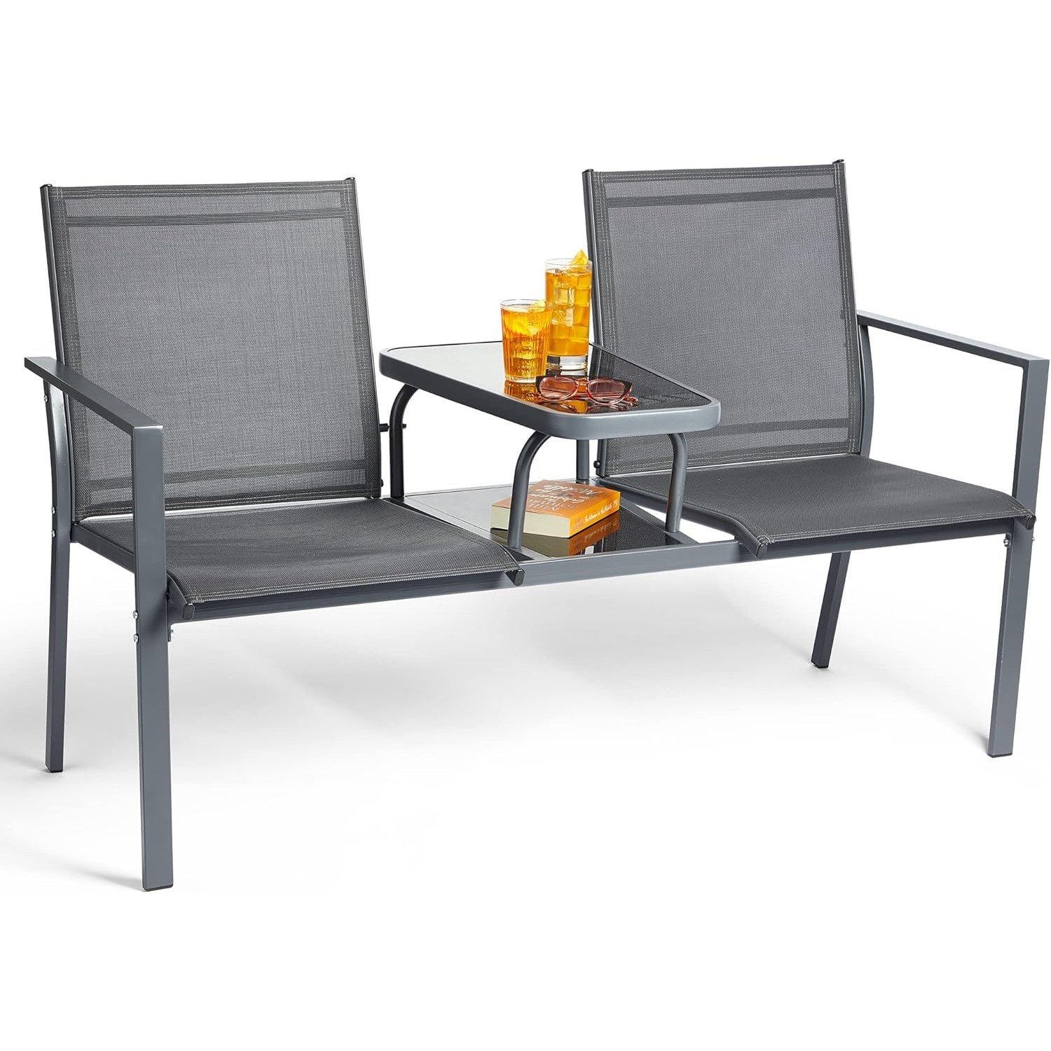 Grey - VonHaus - VonHaus Textoline Loveseat - 1