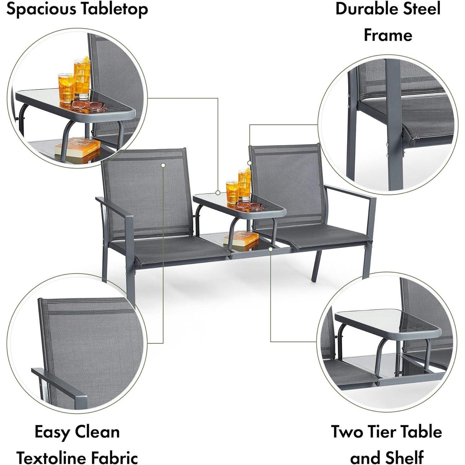 Grey - VonHaus - VonHaus Textoline Loveseat - 4