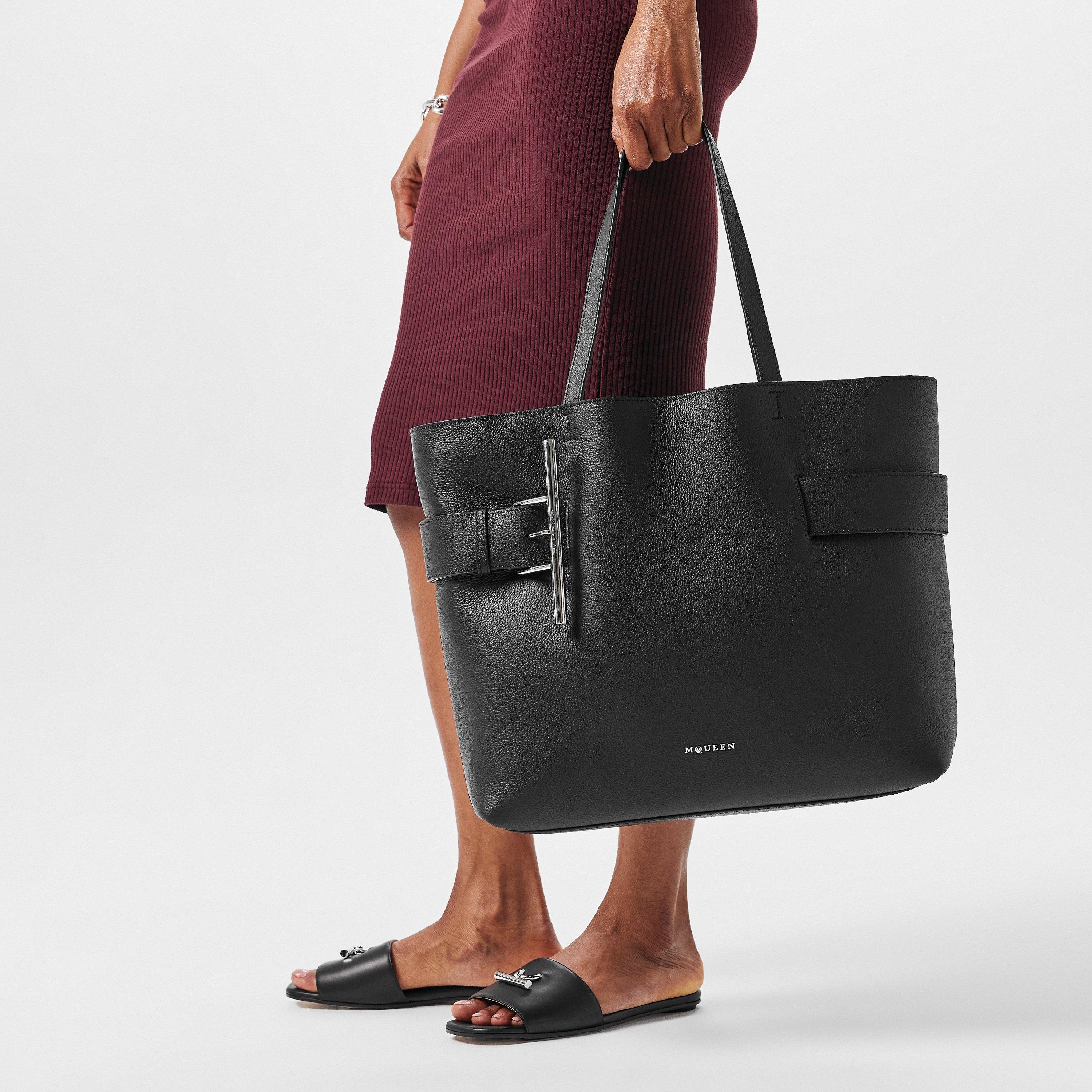 Black/Silver - Alexander McQueen - Women's T Bar Tote Bag - 3