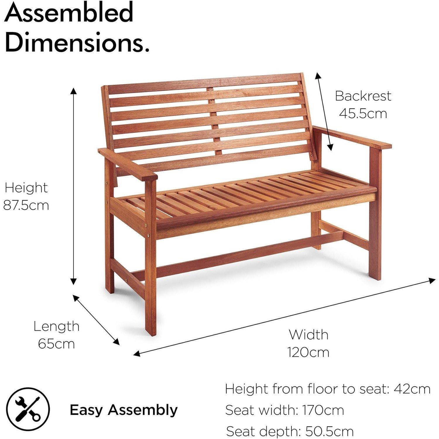 Brown - VonHaus - VonHaus 2 Seater Wooden Garden Bench - 4