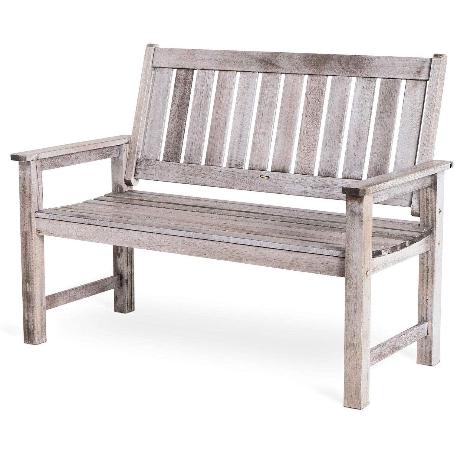 Grey - VonHaus - VonHaus 2 Seater Wooden Grey Garden Bench - 1