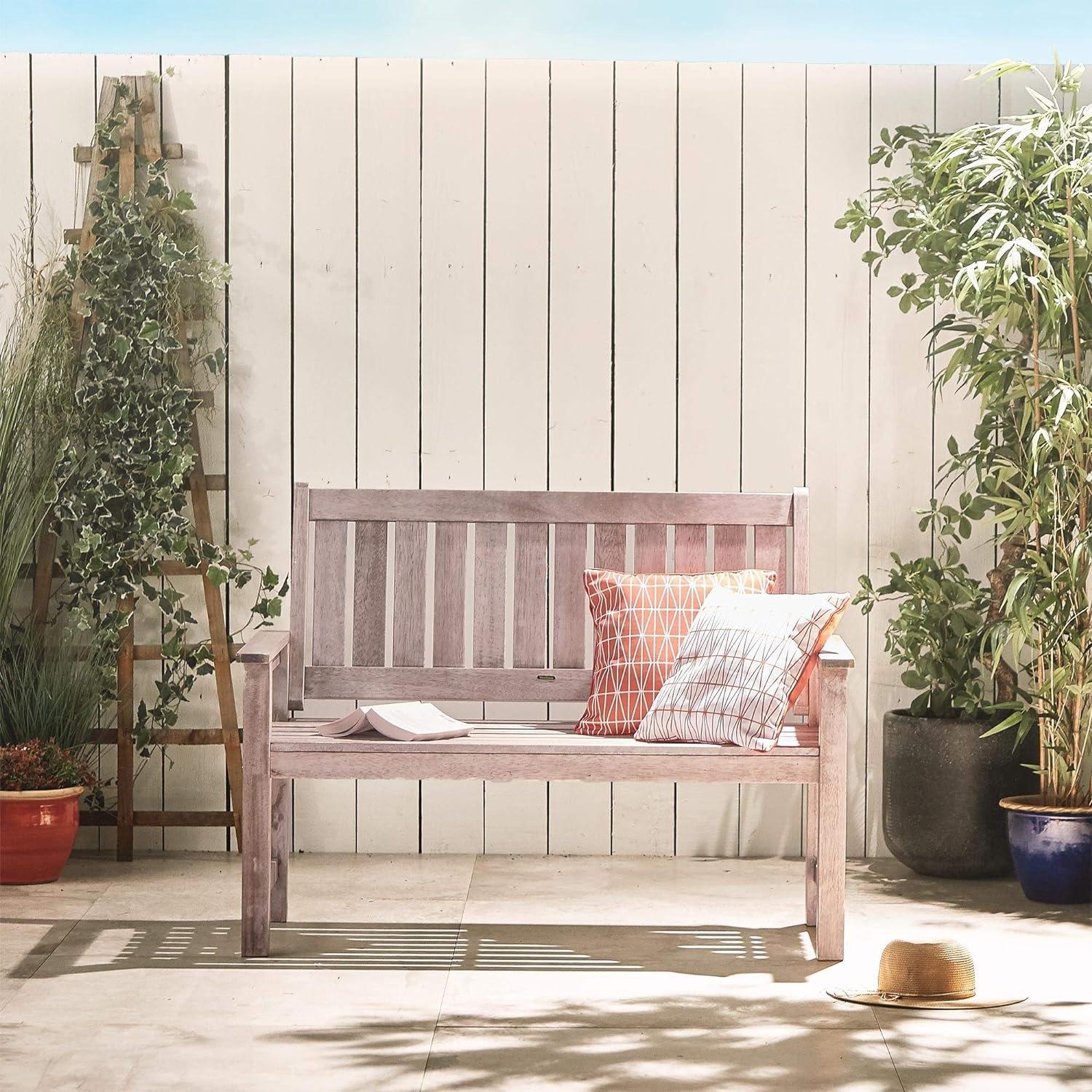 Grey - VonHaus - VonHaus 2 Seater Wooden Grey Garden Bench - 3