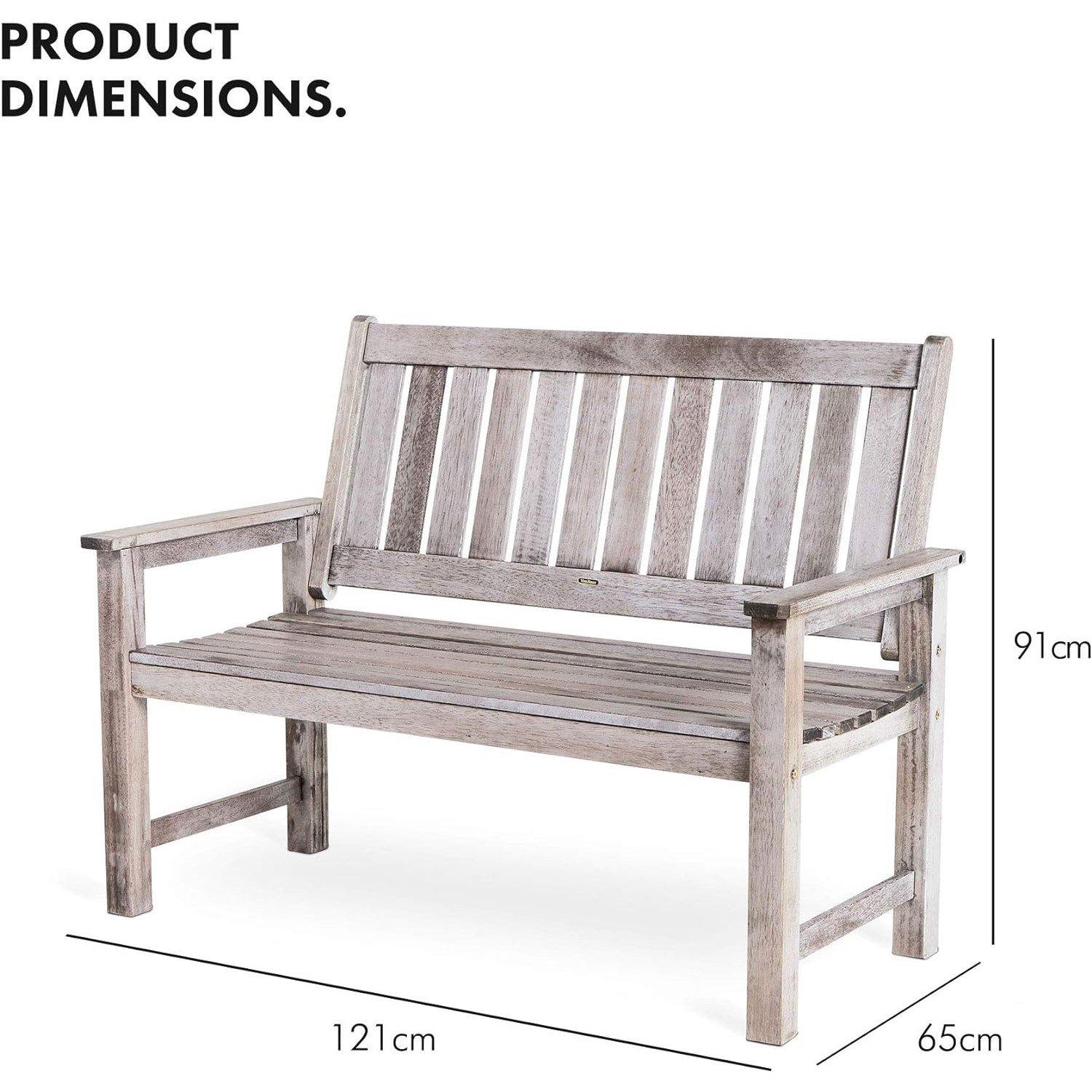 Grey - VonHaus - VonHaus 2 Seater Wooden Grey Garden Bench - 4