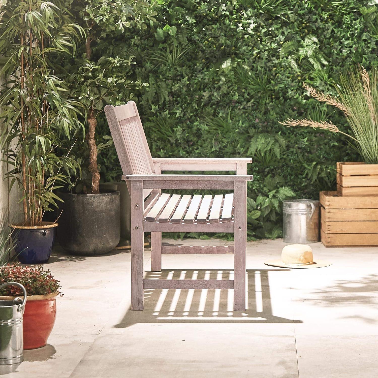 Grey - VonHaus - VonHaus 2 Seater Wooden Grey Garden Bench - 6