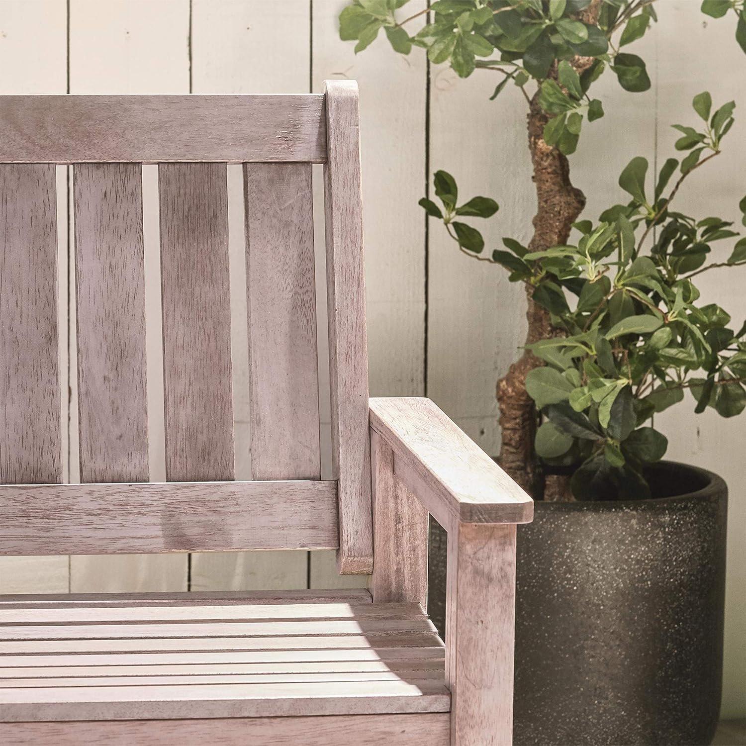 Grey - VonHaus - VonHaus 2 Seater Wooden Grey Garden Bench - 7