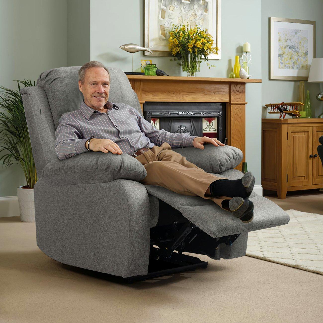 Light Grey - Comfy Living - Manual Reclining Linen Sofa Set - 4