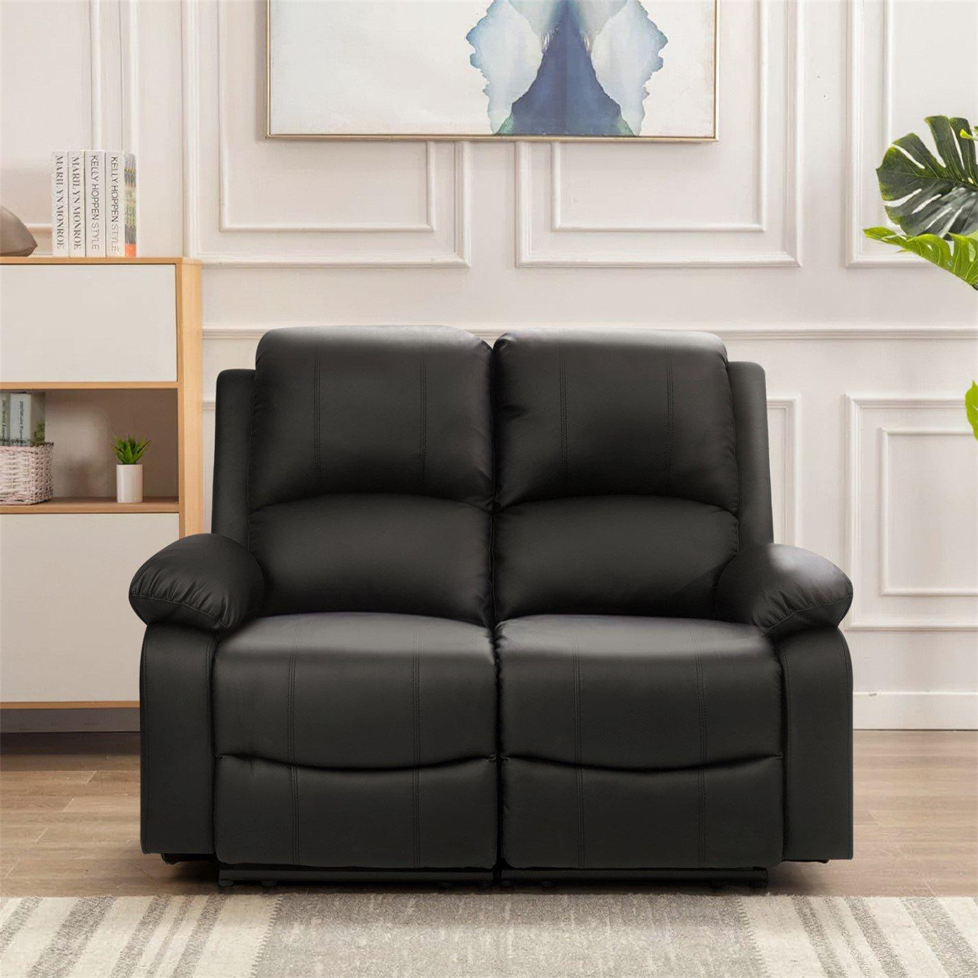 Black - Comfy Living - Electric Reclining Leather Sofa Set - 3