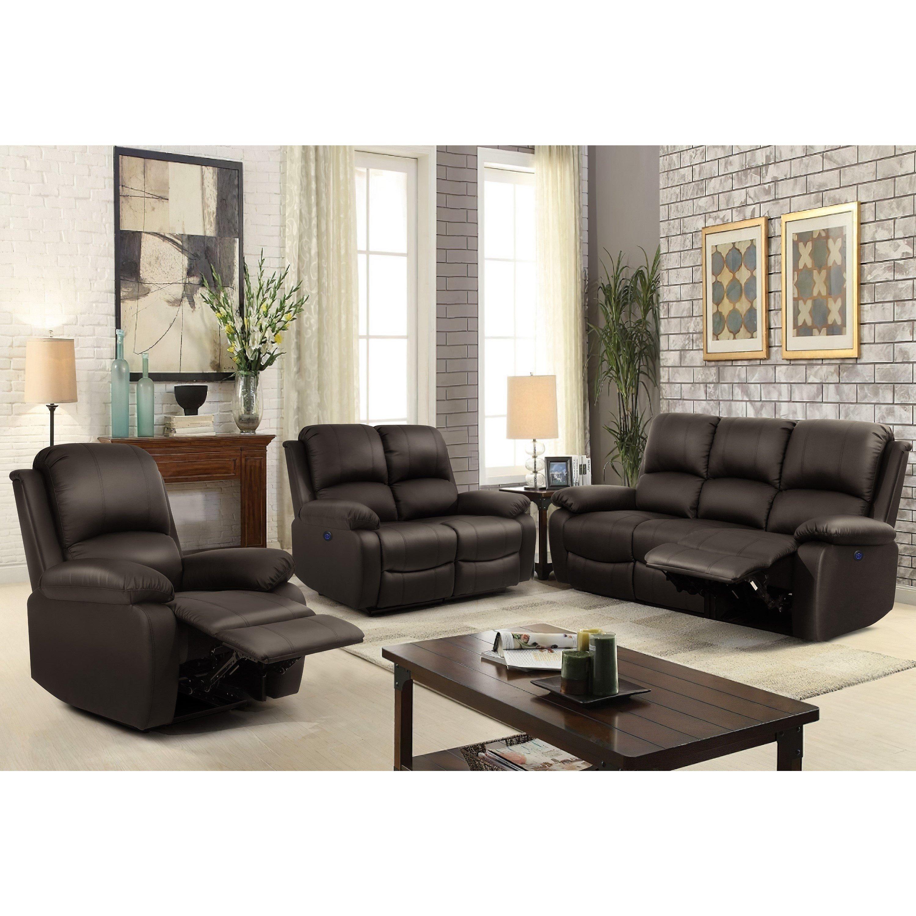 Electric Reclining Leather Sofa Set