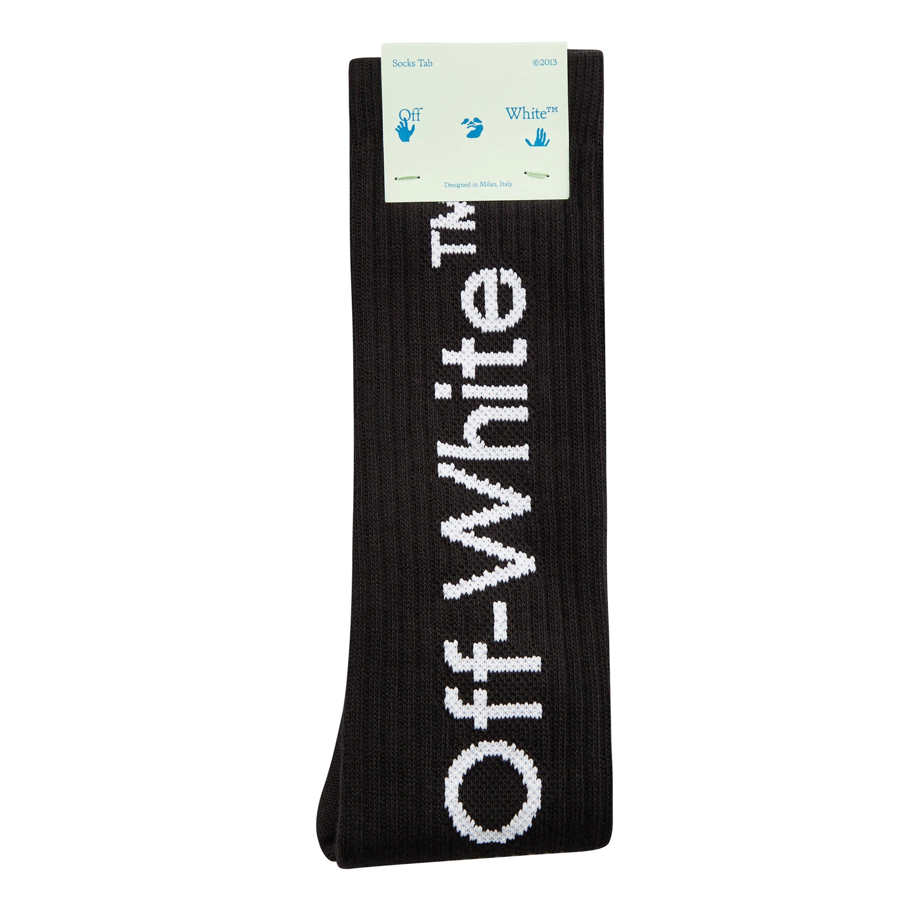 Black 1001 - Off White - Diag Long Length Socks - 3