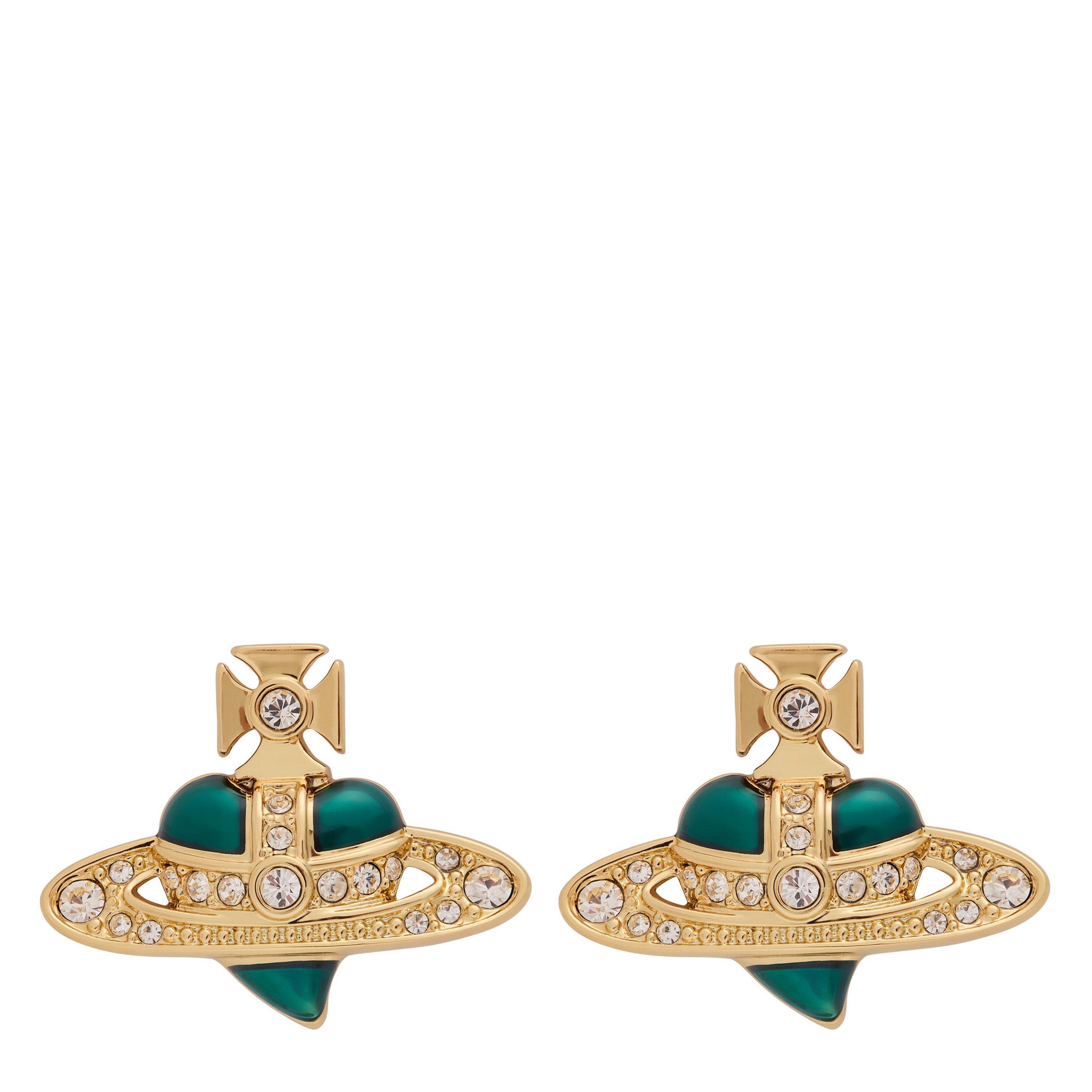 GREEN AND OTHER - Vivienne Westwood - Women's New Diamante Heart Stud Earrings