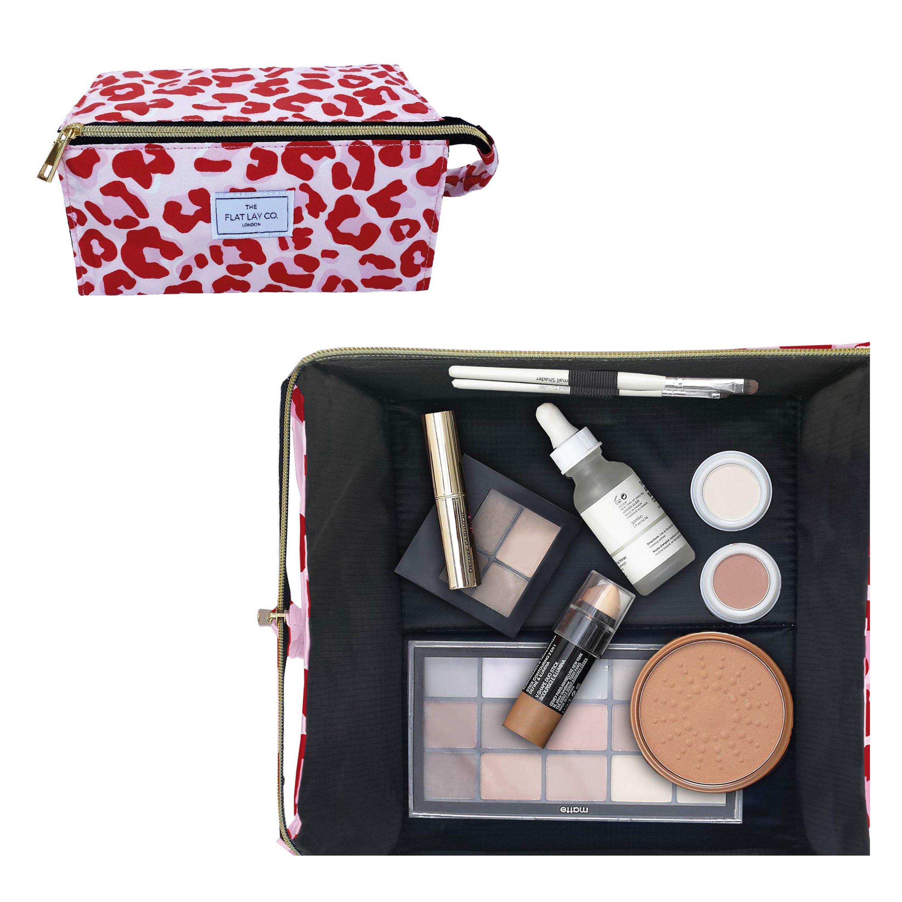 The Flat Lay Co Women's Multicolor Pink Leopard Open Flat Makeup Box Bag - Image 9