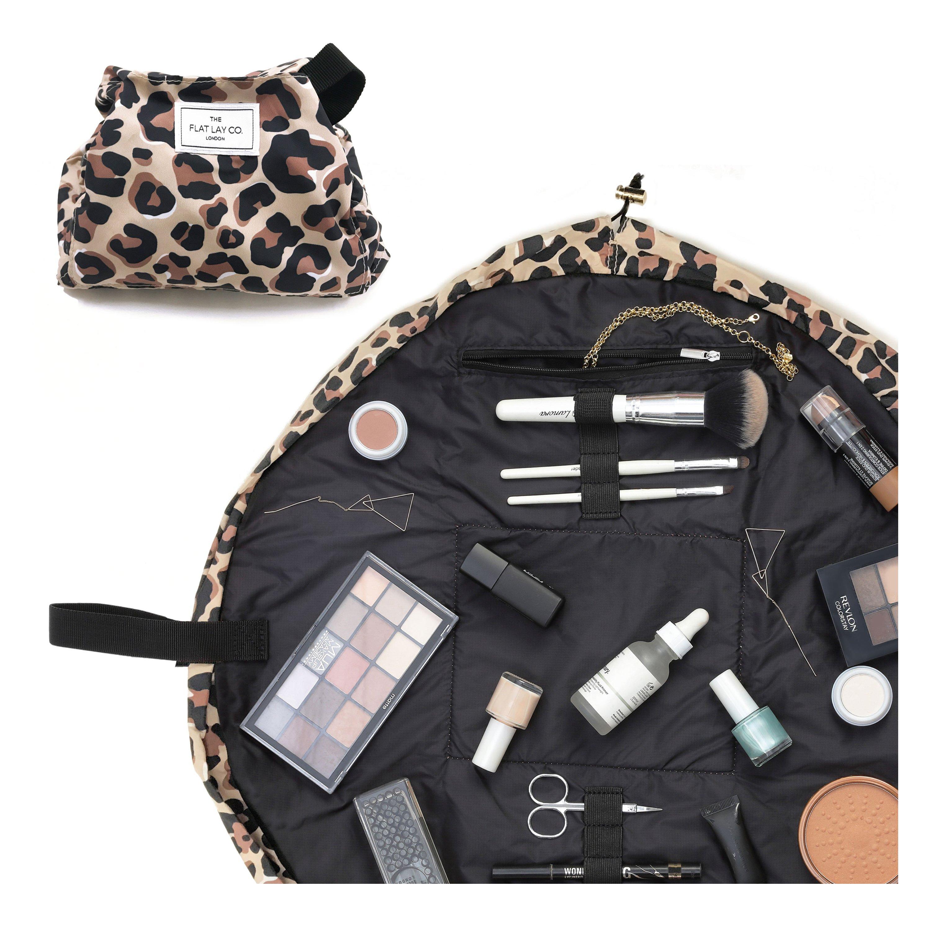 Leopard Print - The Flat Lay Co. - Women's Open Drawstring Makeup Bag - 1