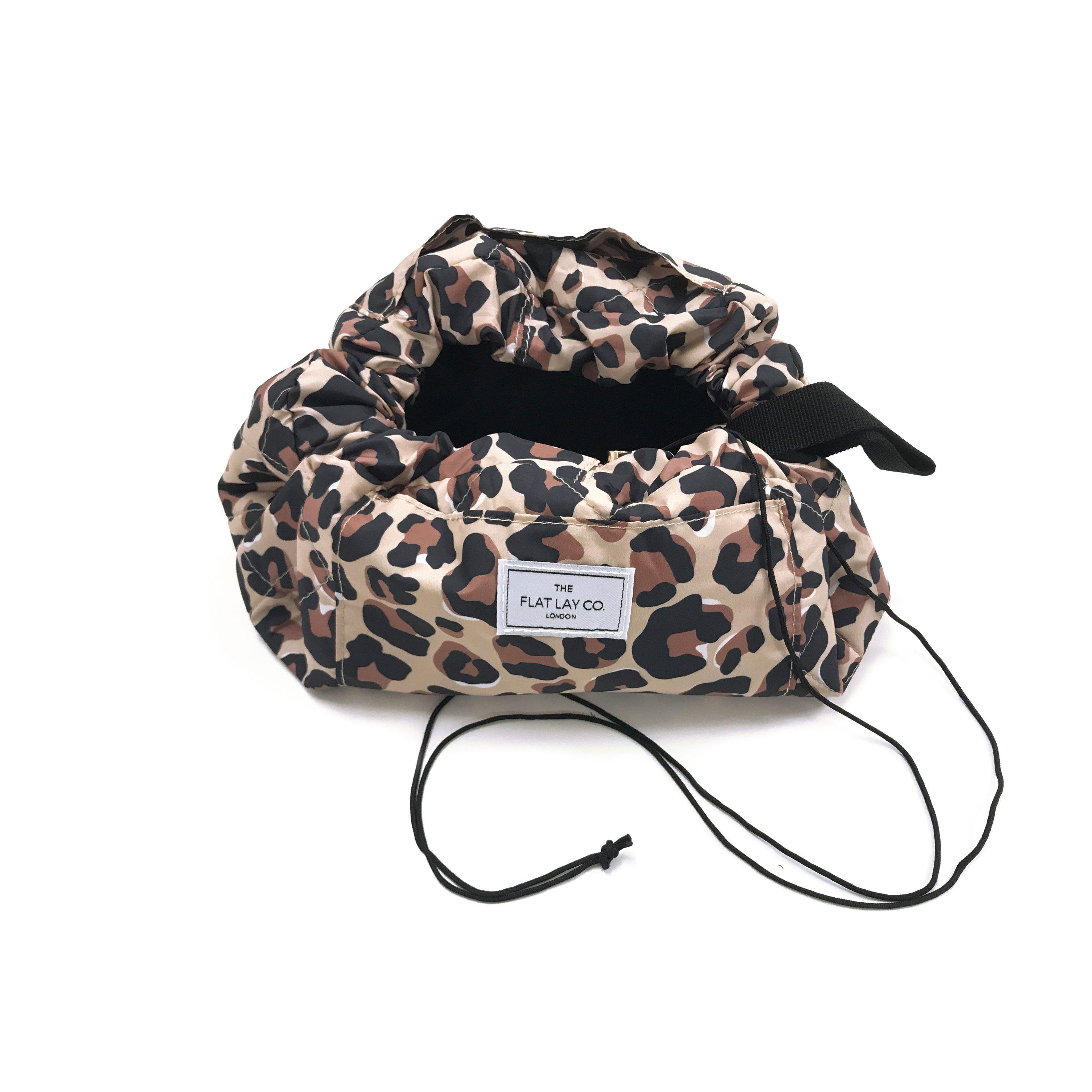 Leopard Print - The Flat Lay Co. - Women's Open Drawstring Makeup Bag - 3