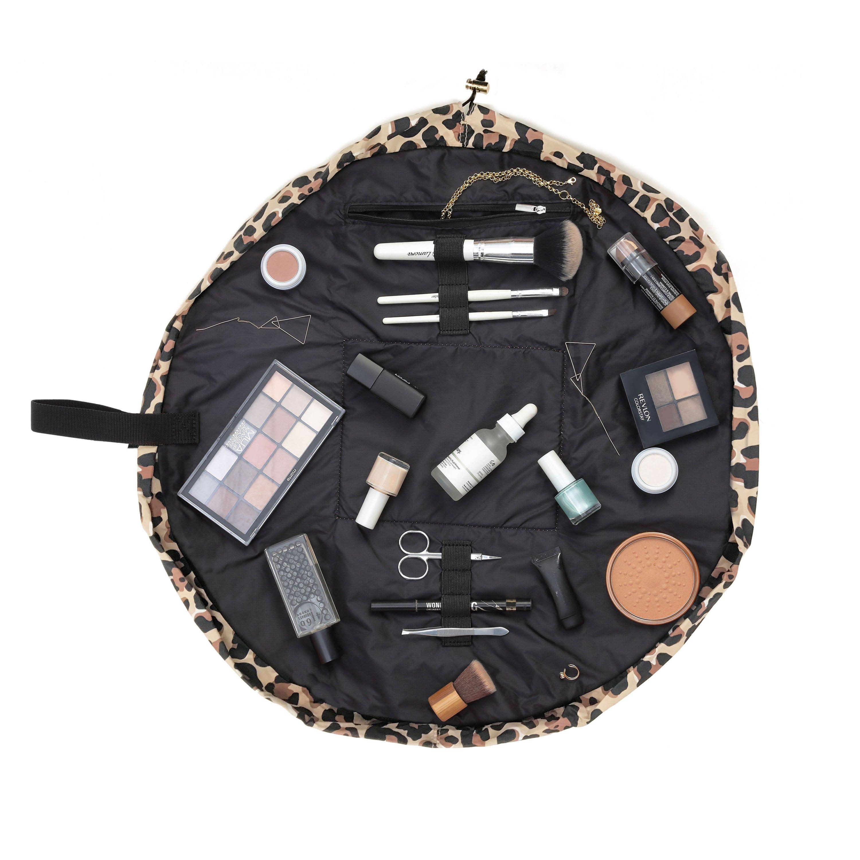 Leopard Print - The Flat Lay Co. - Women's Open Drawstring Makeup Bag - 4