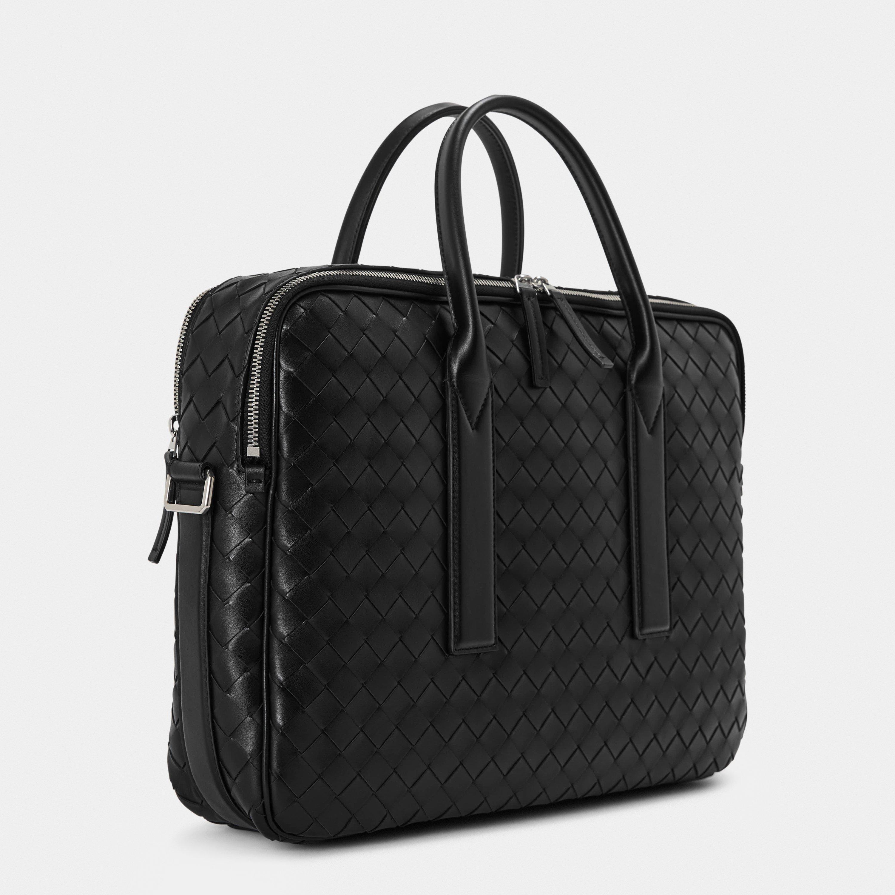 Black/Silver - Bottega Veneta - Men's BV Intrec Briefcase - 2