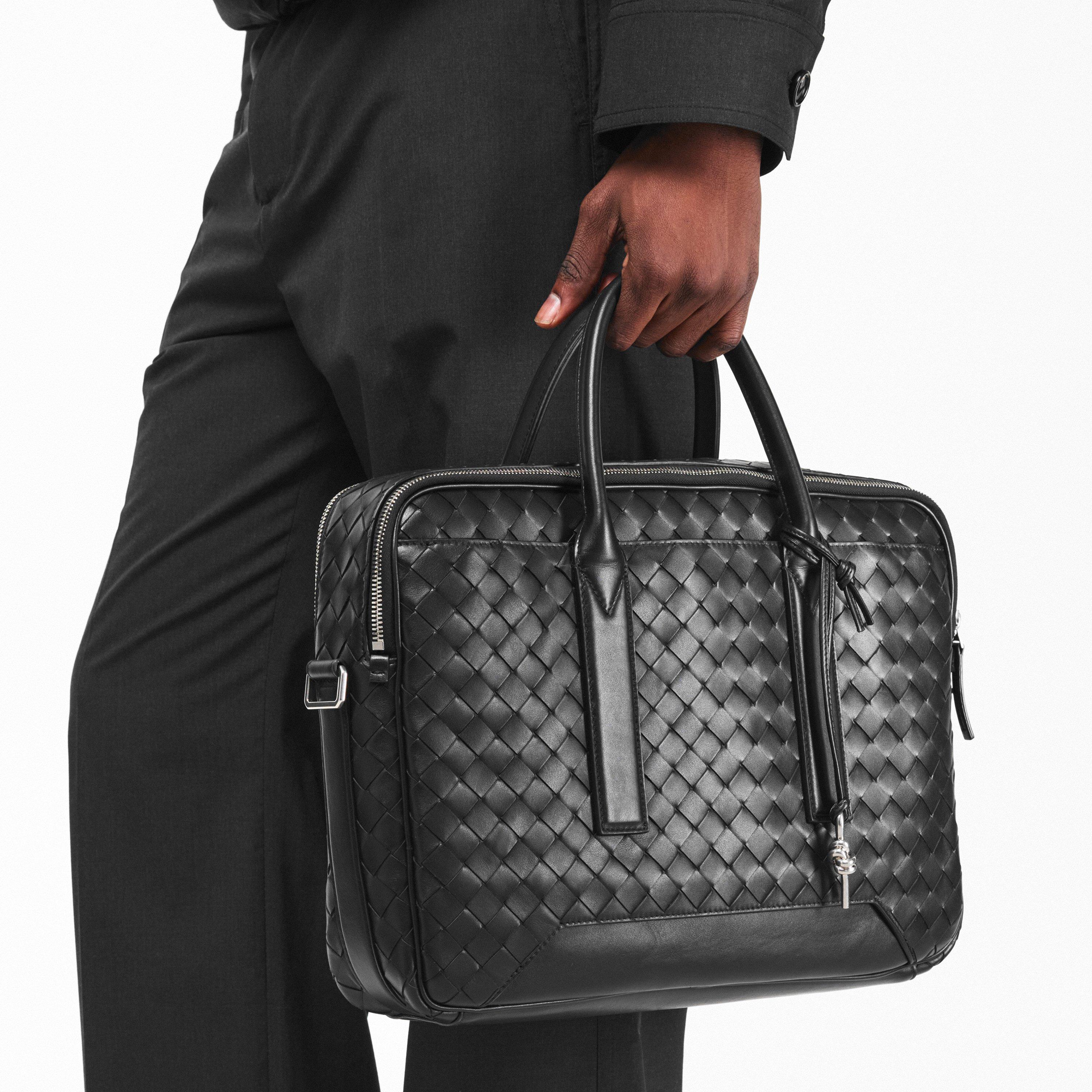 Black/Silver - Bottega Veneta - Men's BV Intrec Briefcase - 3