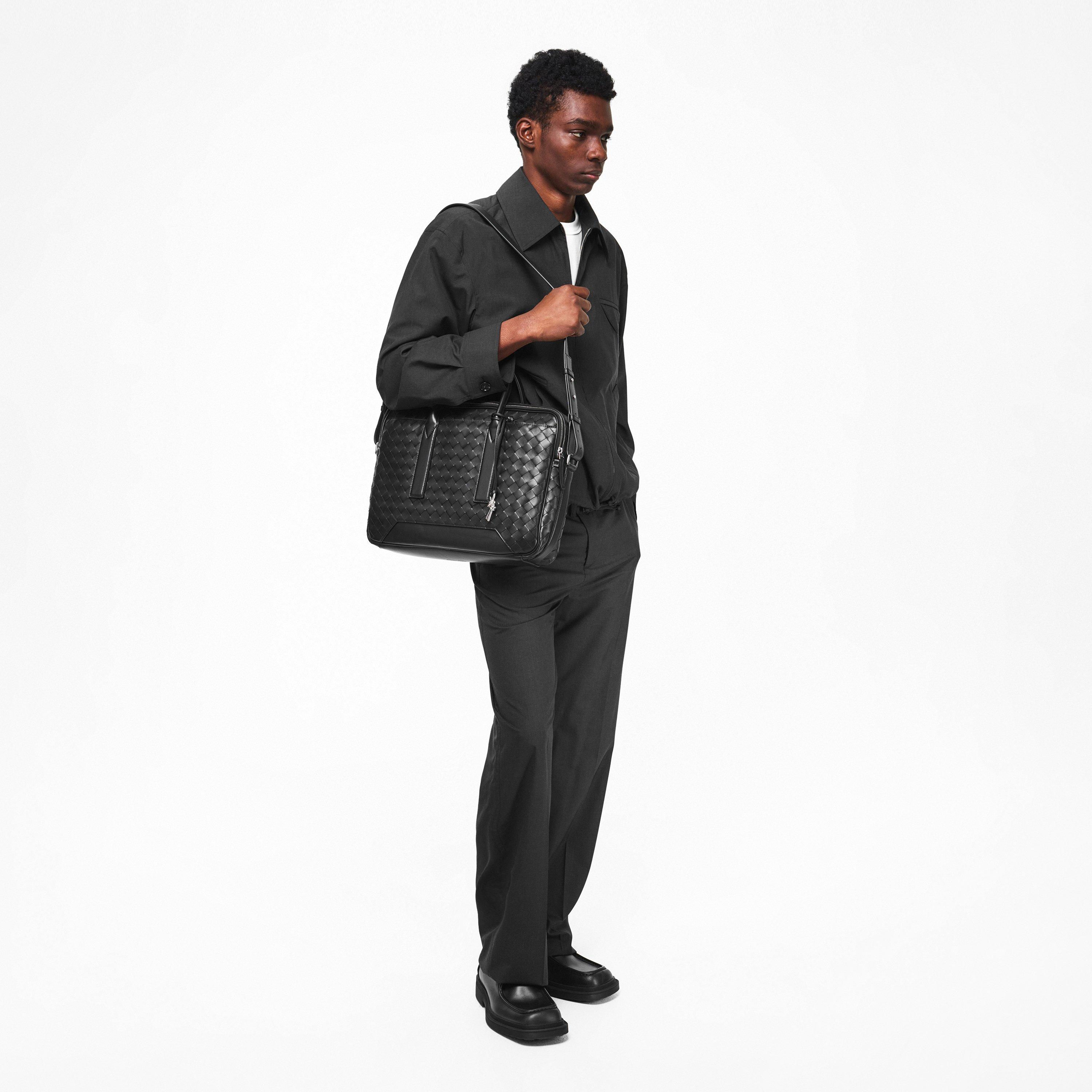 Black/Silver - Bottega Veneta - Men's BV Intrec Briefcase - 6
