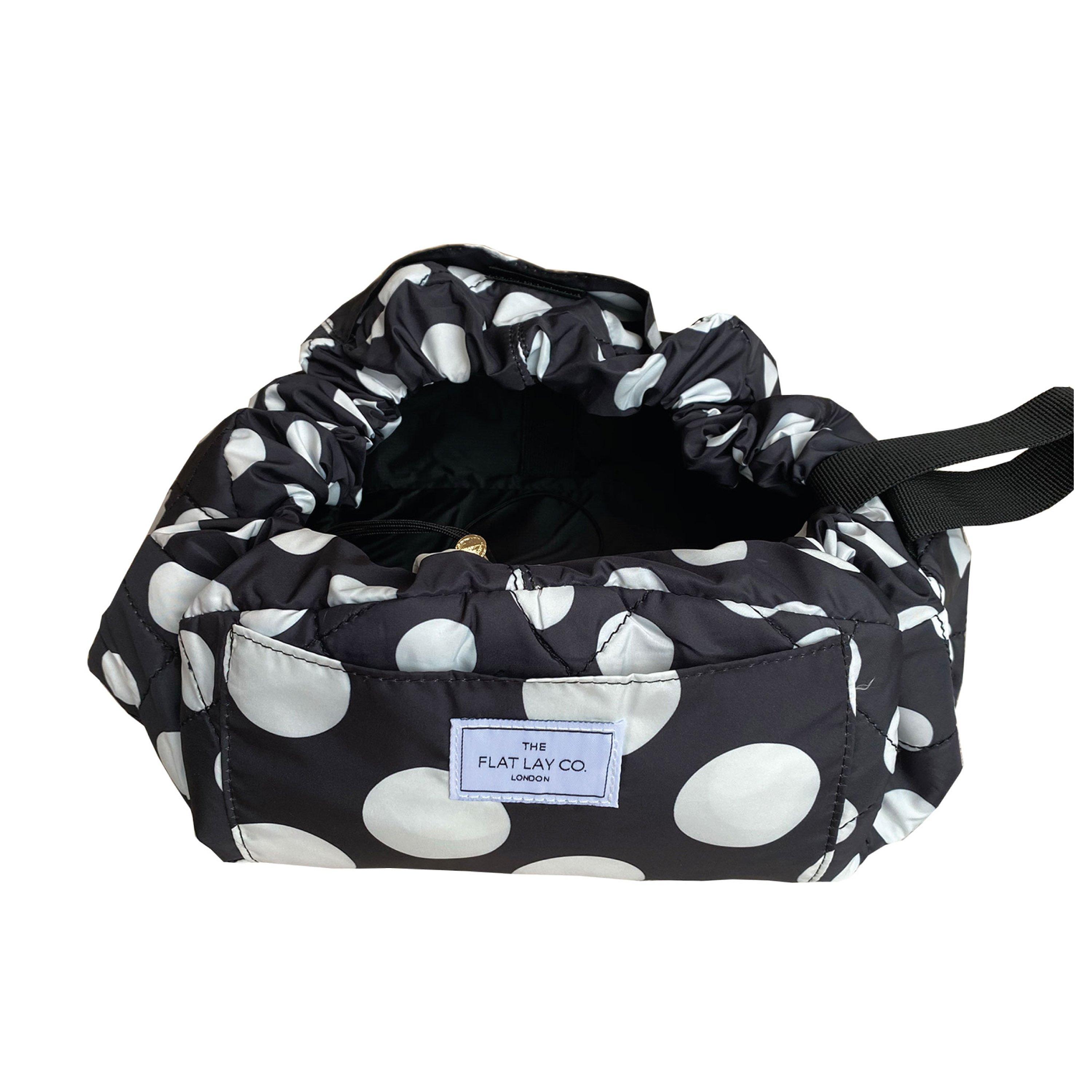 Black Dbl Spots - The Flat Lay Co. - Women's Full-Size Drawstring Makeup Bag - 3
