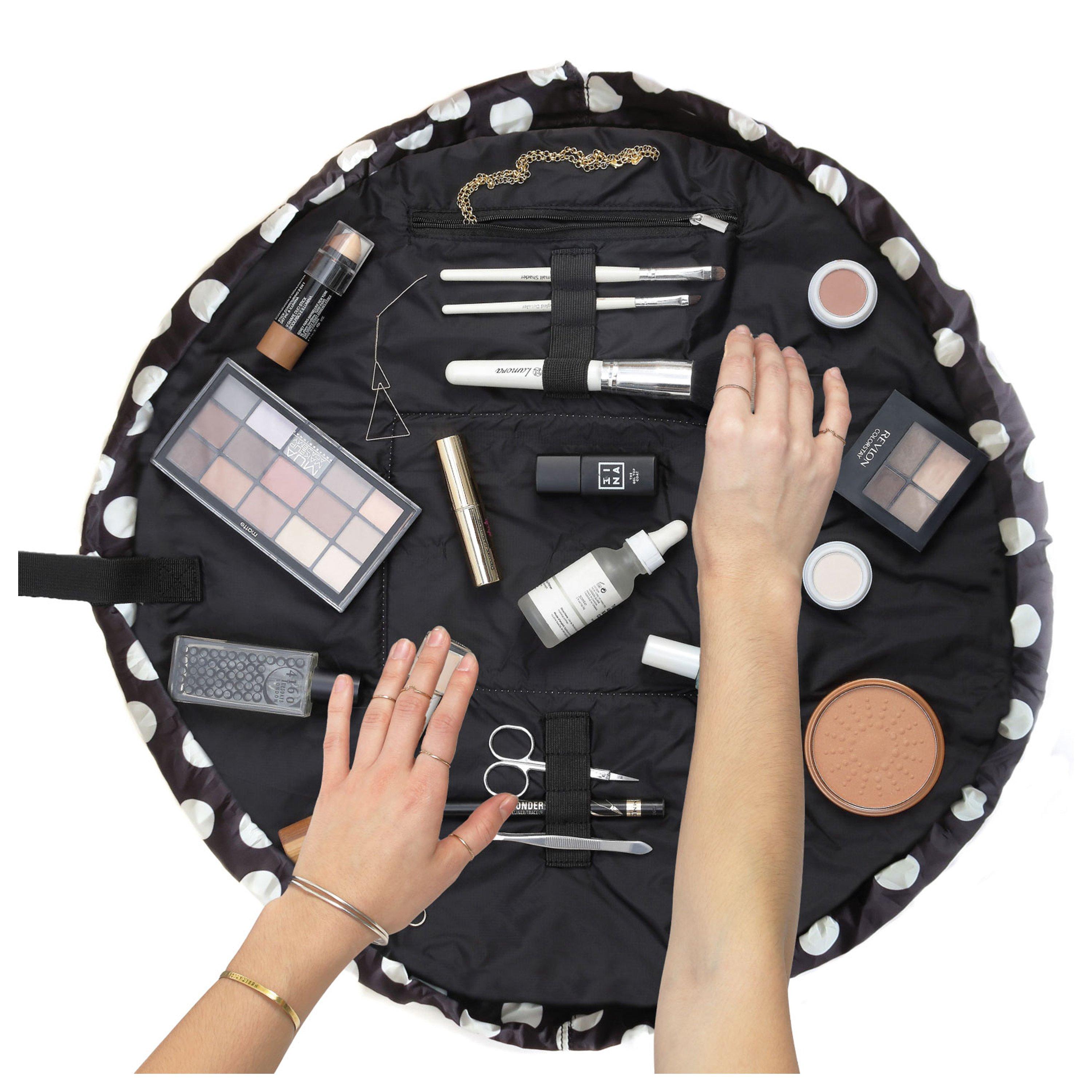 Black Dbl Spots - The Flat Lay Co. - Women's Full-Size Drawstring Makeup Bag - 4