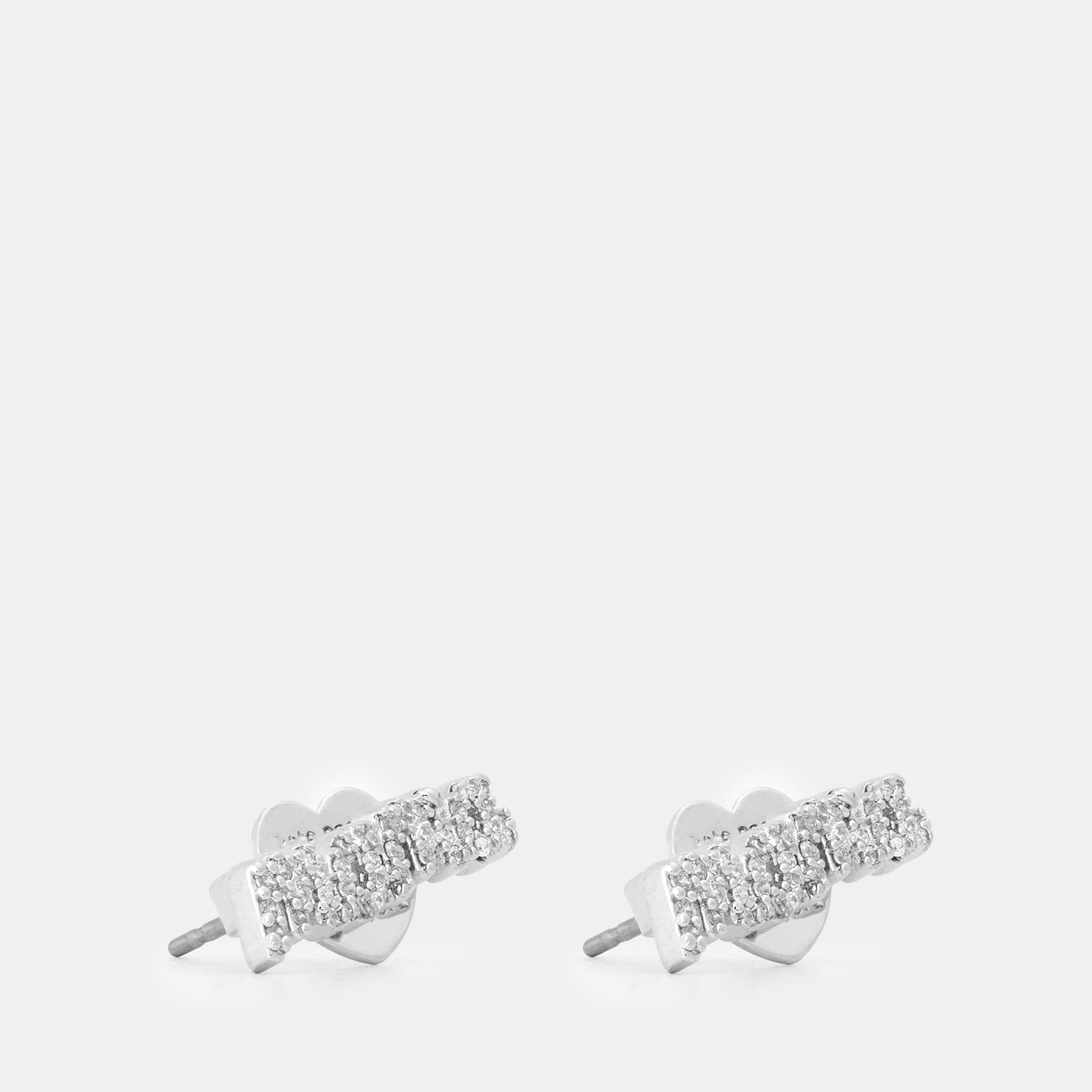 Clear/Silver - Kate Spade - Women's Geometric Metallic Stud Earrings - 1