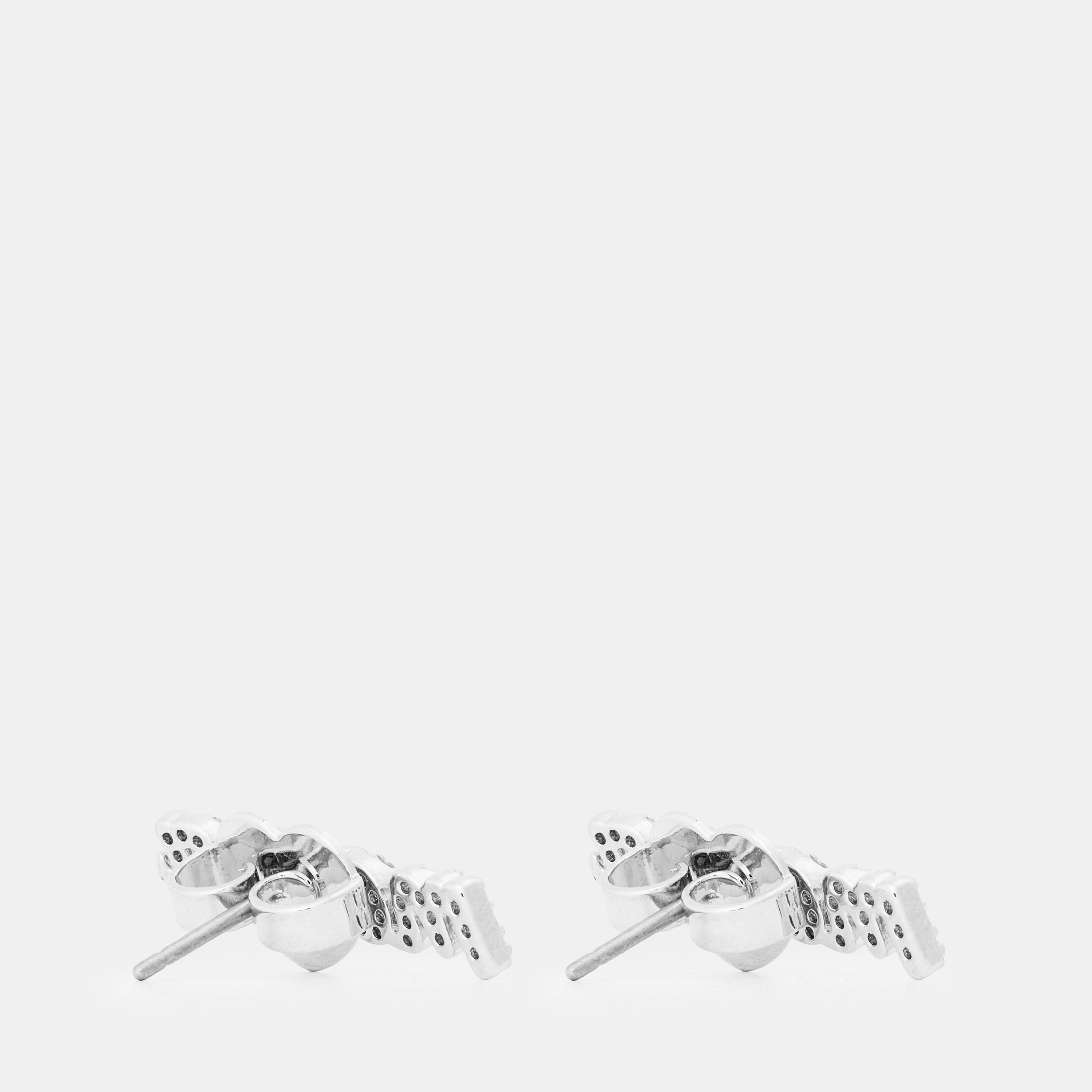 Clear/Silver - Kate Spade - Women's Geometric Metallic Stud Earrings - 2