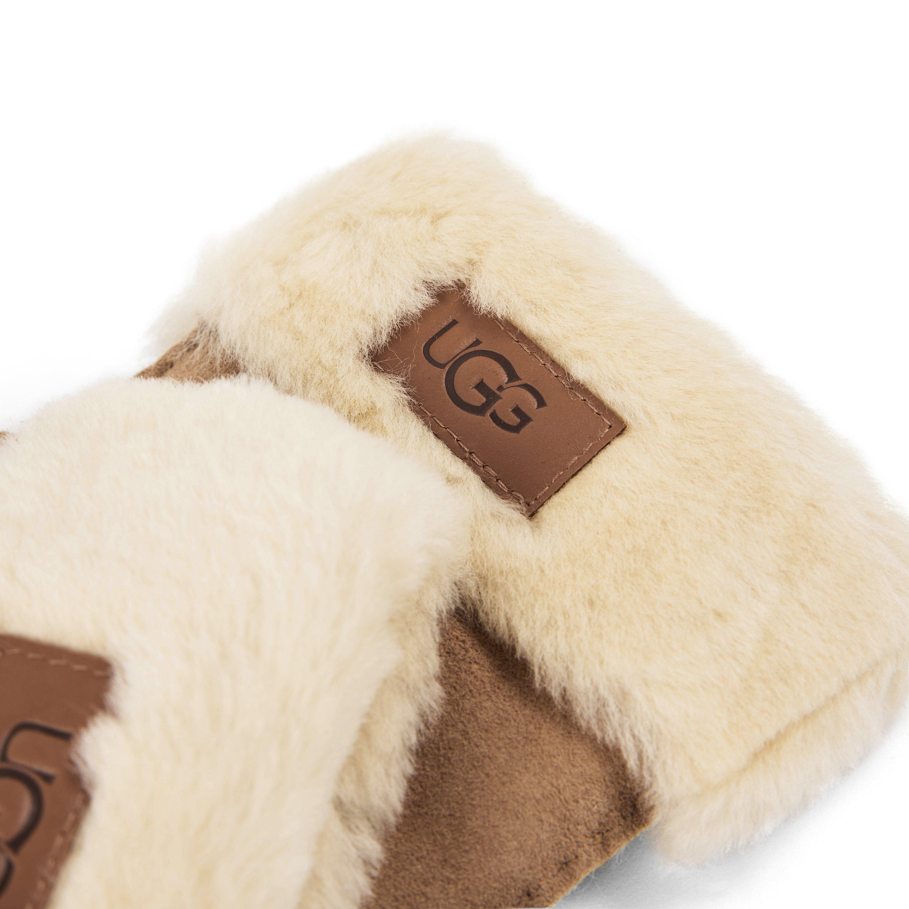 Chestnut - Ugg - Women's Turn Cuff Leather Fleece Gloves - 3