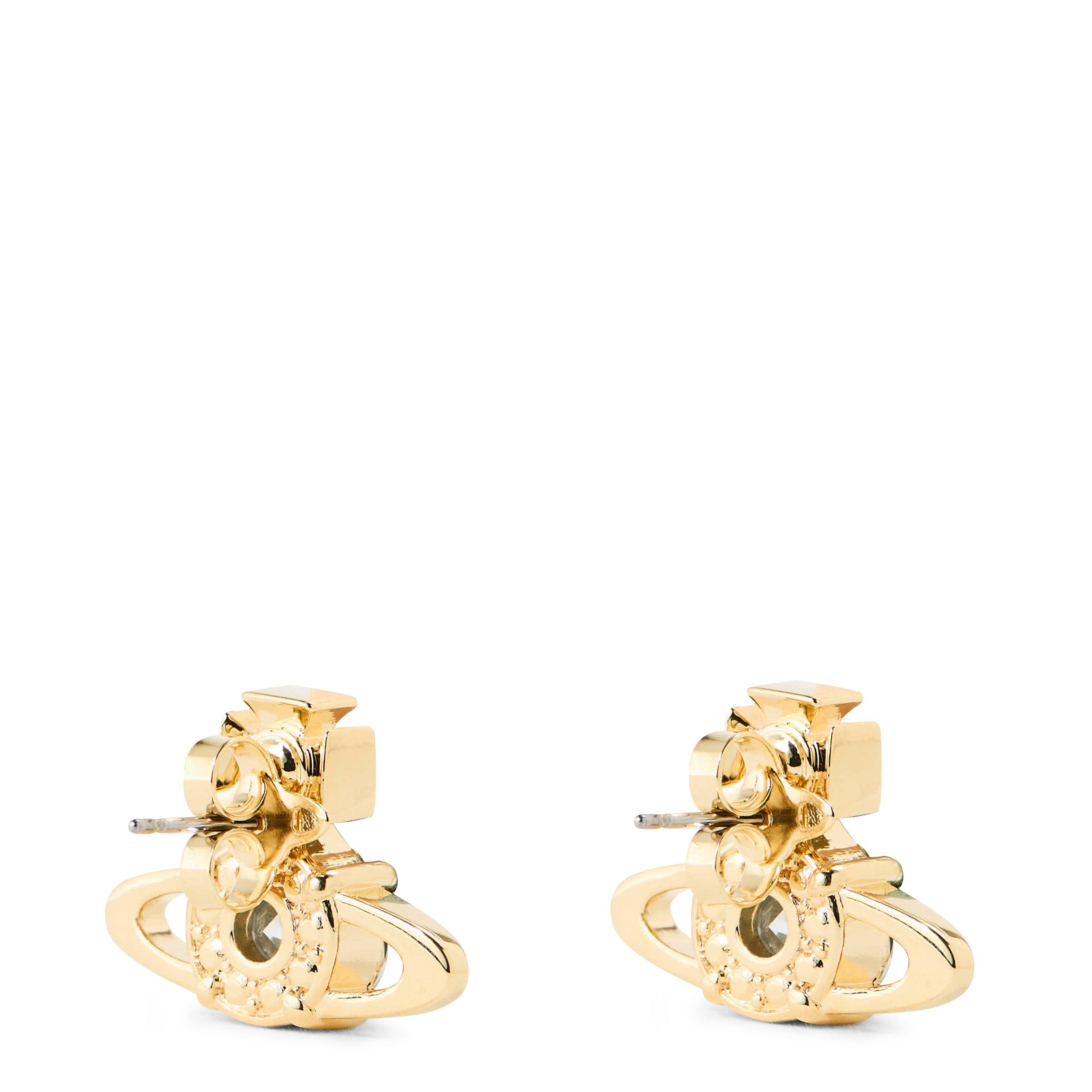 GOLD / WHITE CZ - Vivienne Westwood - Reina Large Earrings - 2
